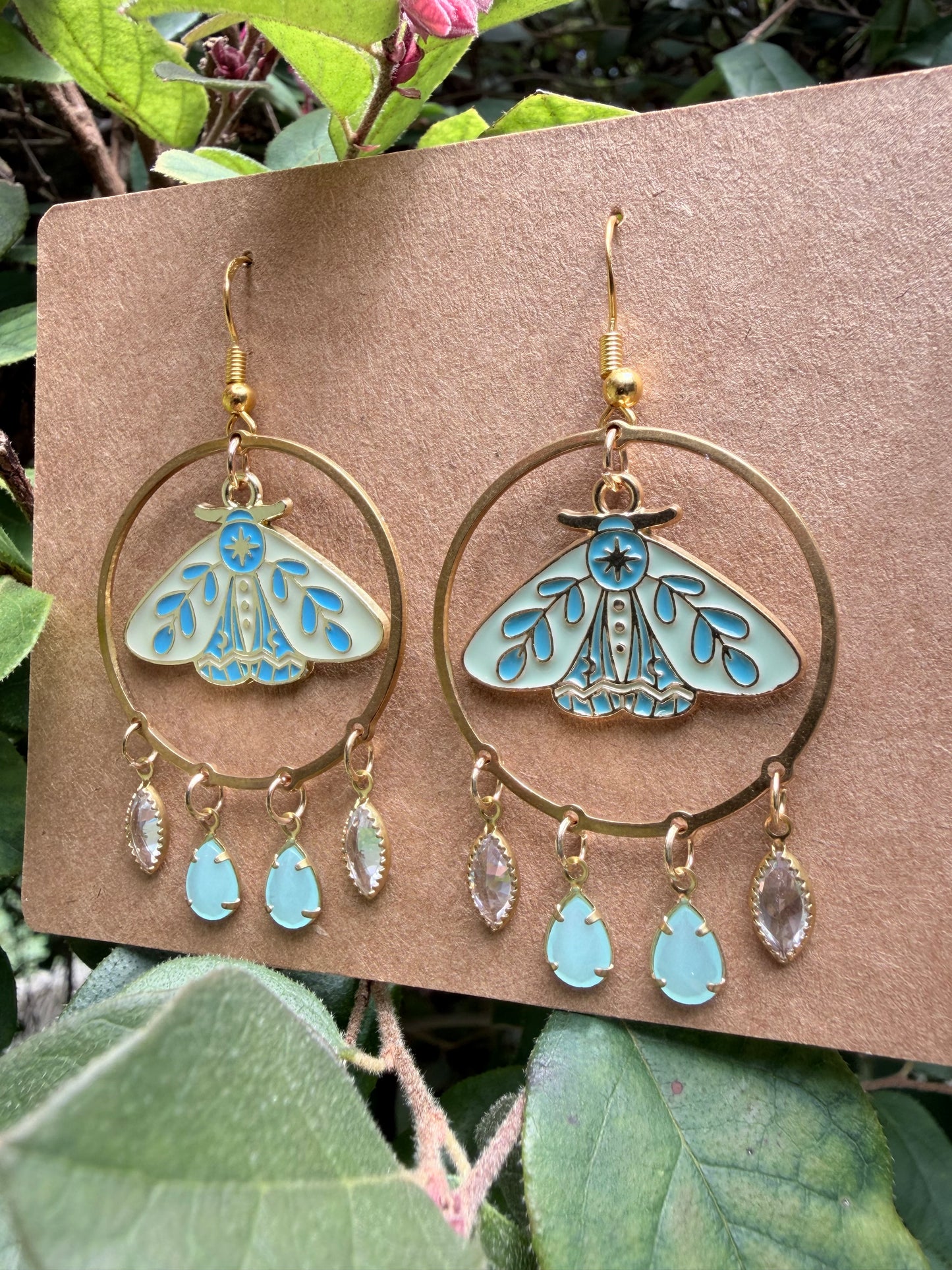 Moonlit Reverie | One-of-a-Kind Celestial Moth Hoop Earrings