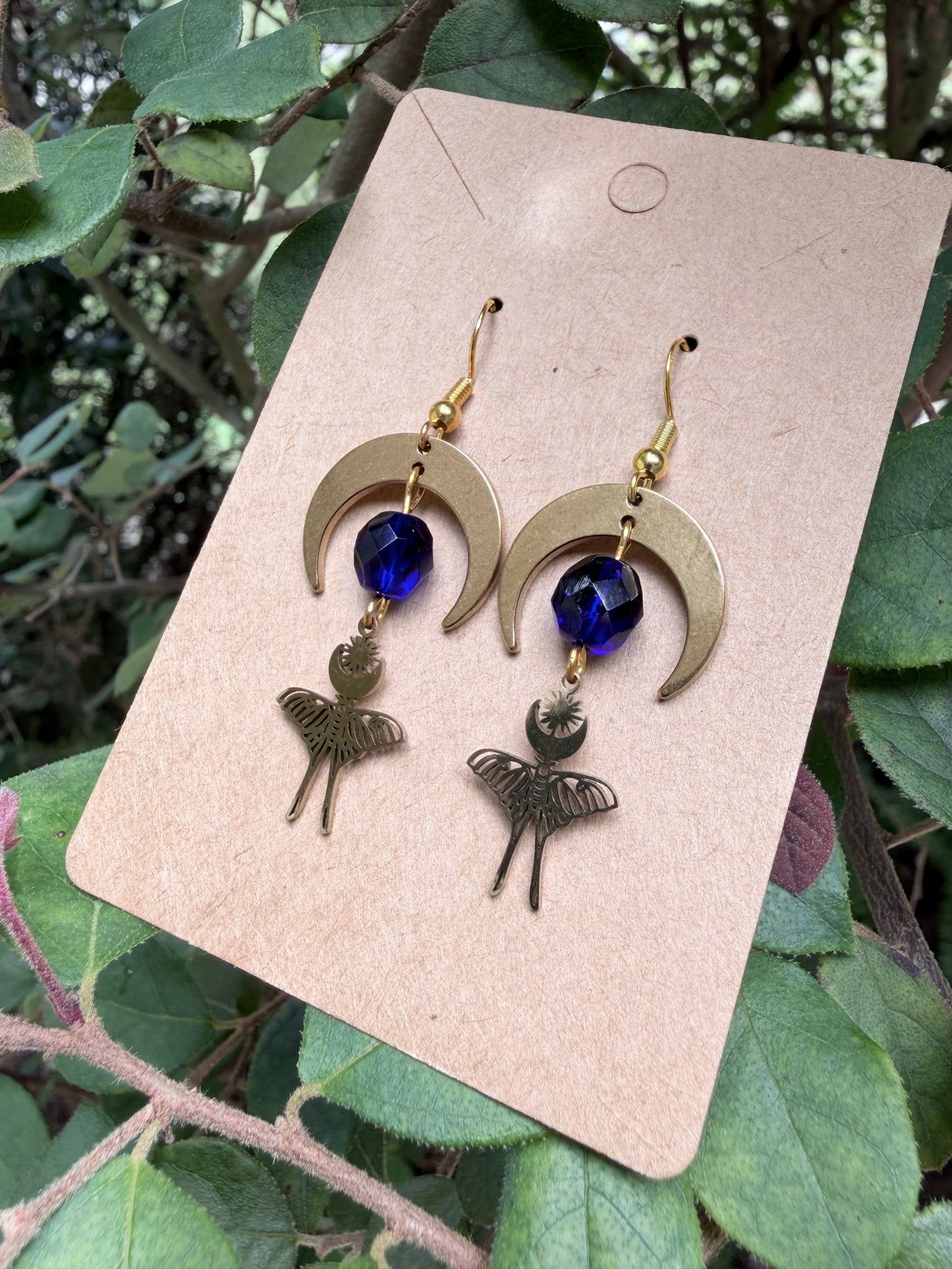 Blue Hour | One-of-a-Kind Celestial Moth Statement Earrings