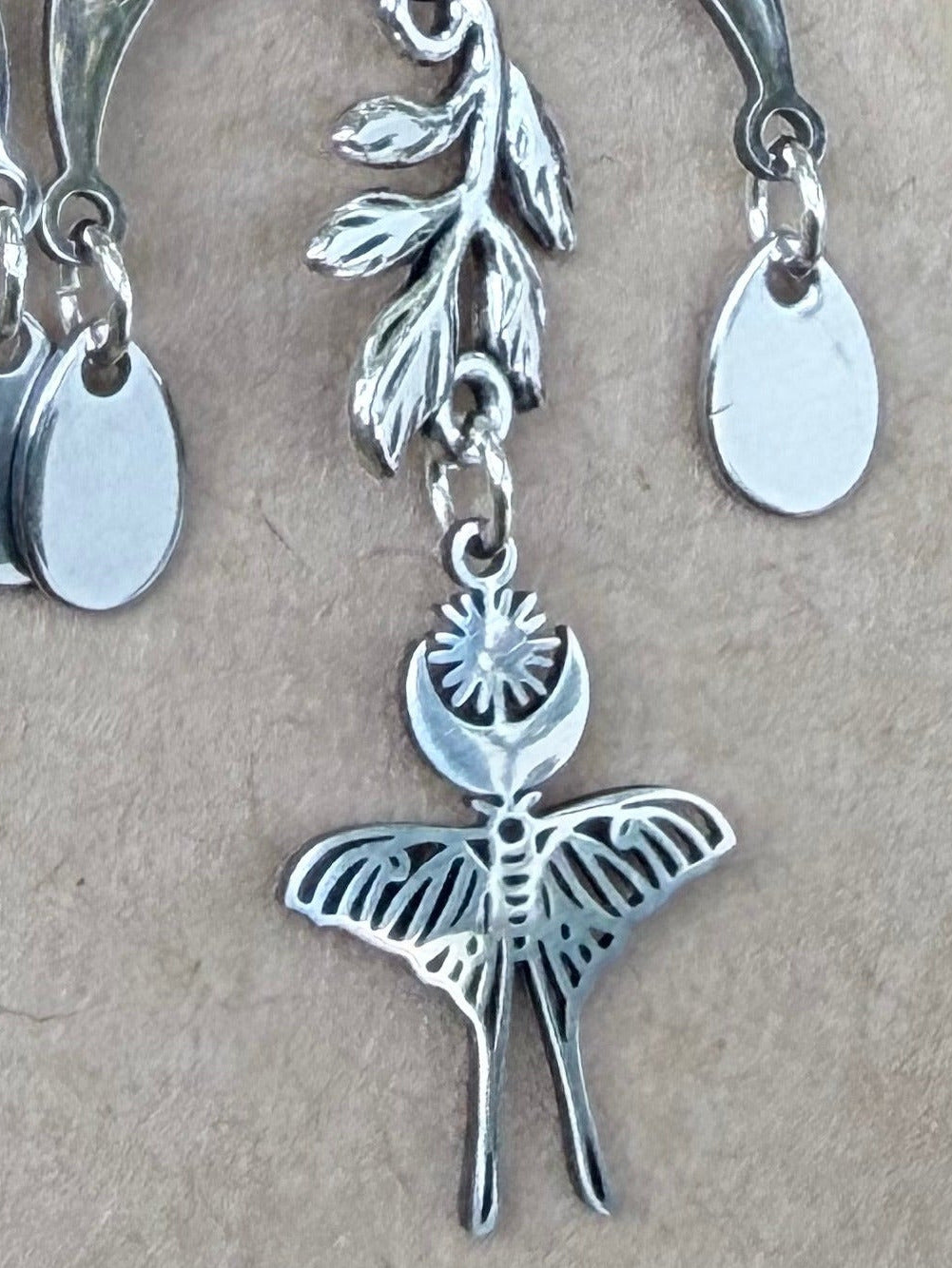 Moonlit Flight | One-of-a-Kind Moon Phase Moth Earrings