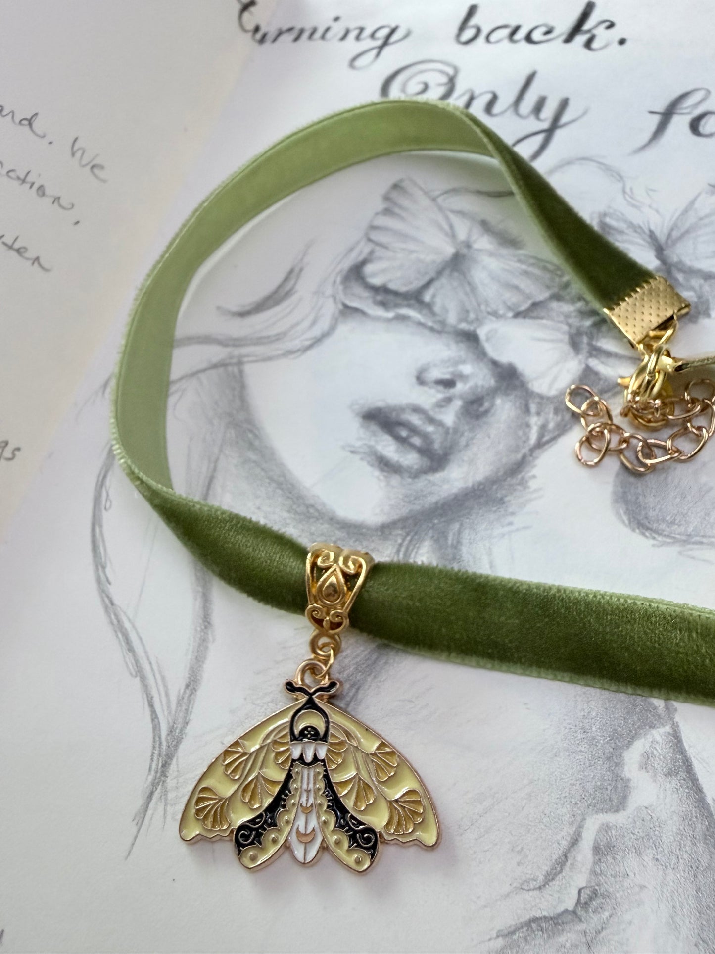 Woodland Moth Velvet Choker