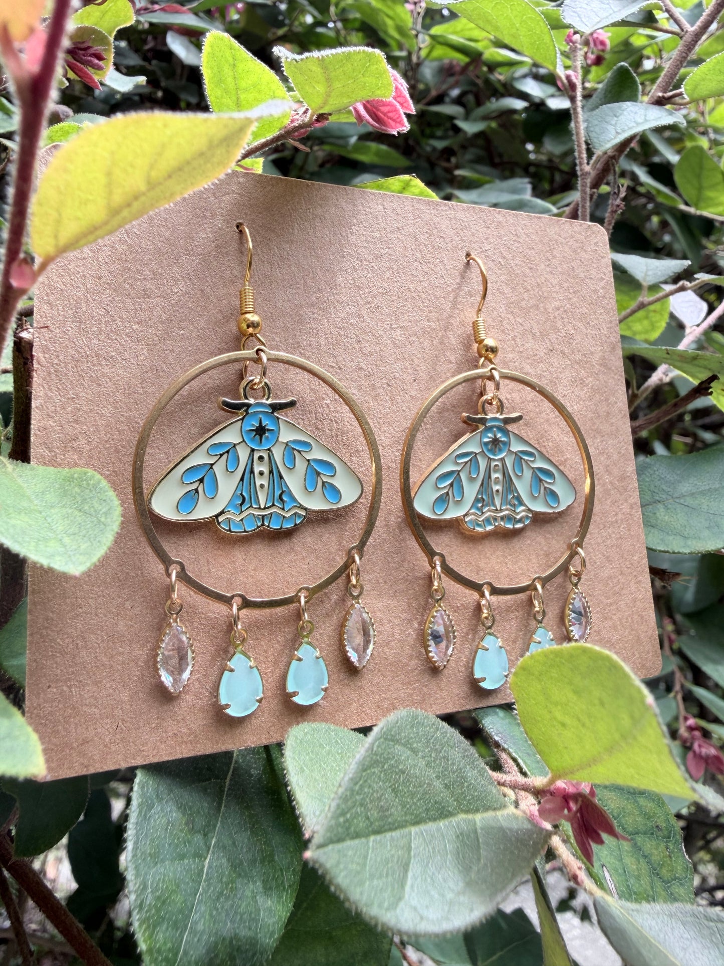Moonlit Reverie | One-of-a-Kind Celestial Moth Hoop Earrings