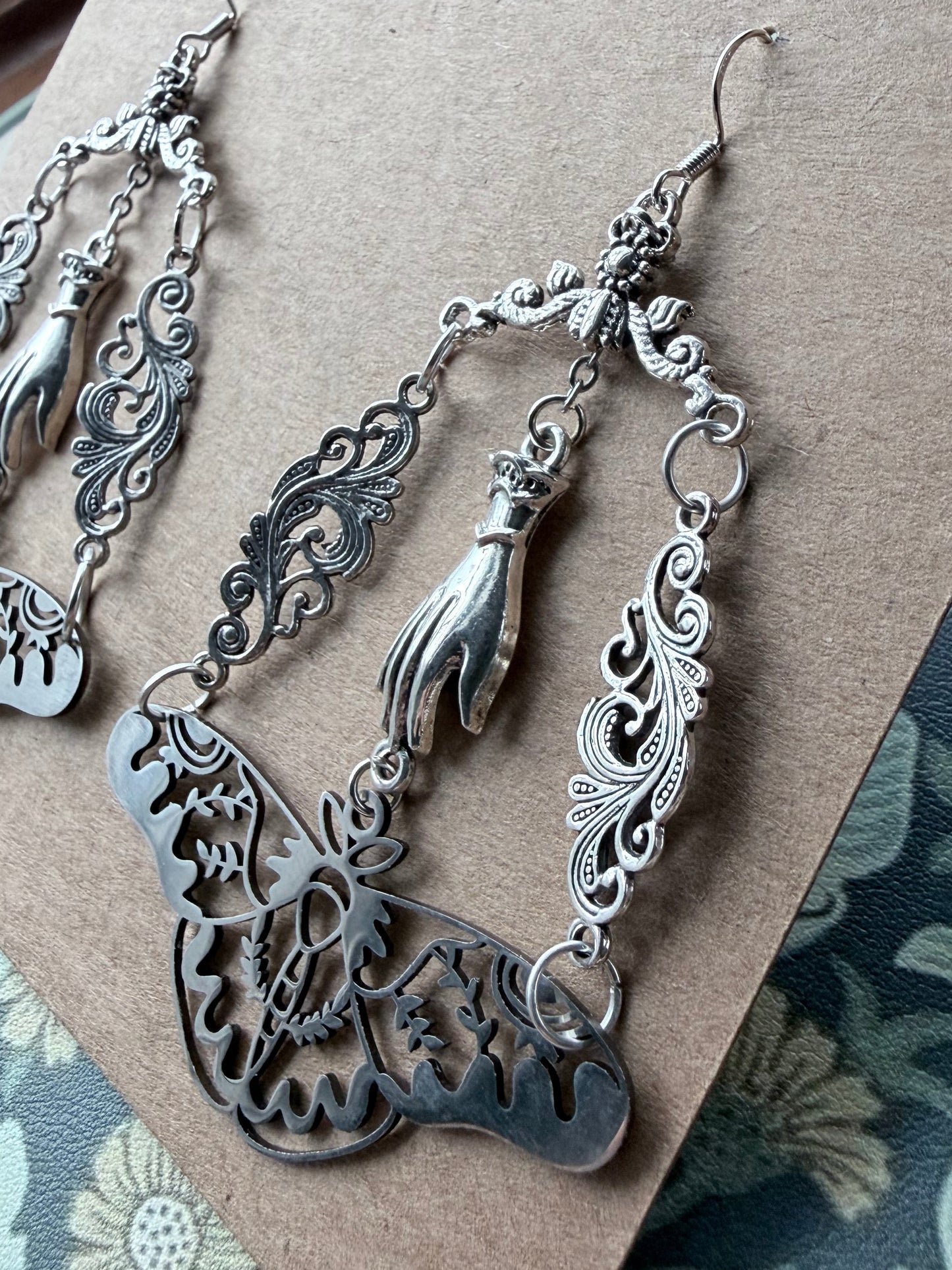 Into the Unknown | One-of-a-Kind Gothic Moth Statement Earrings