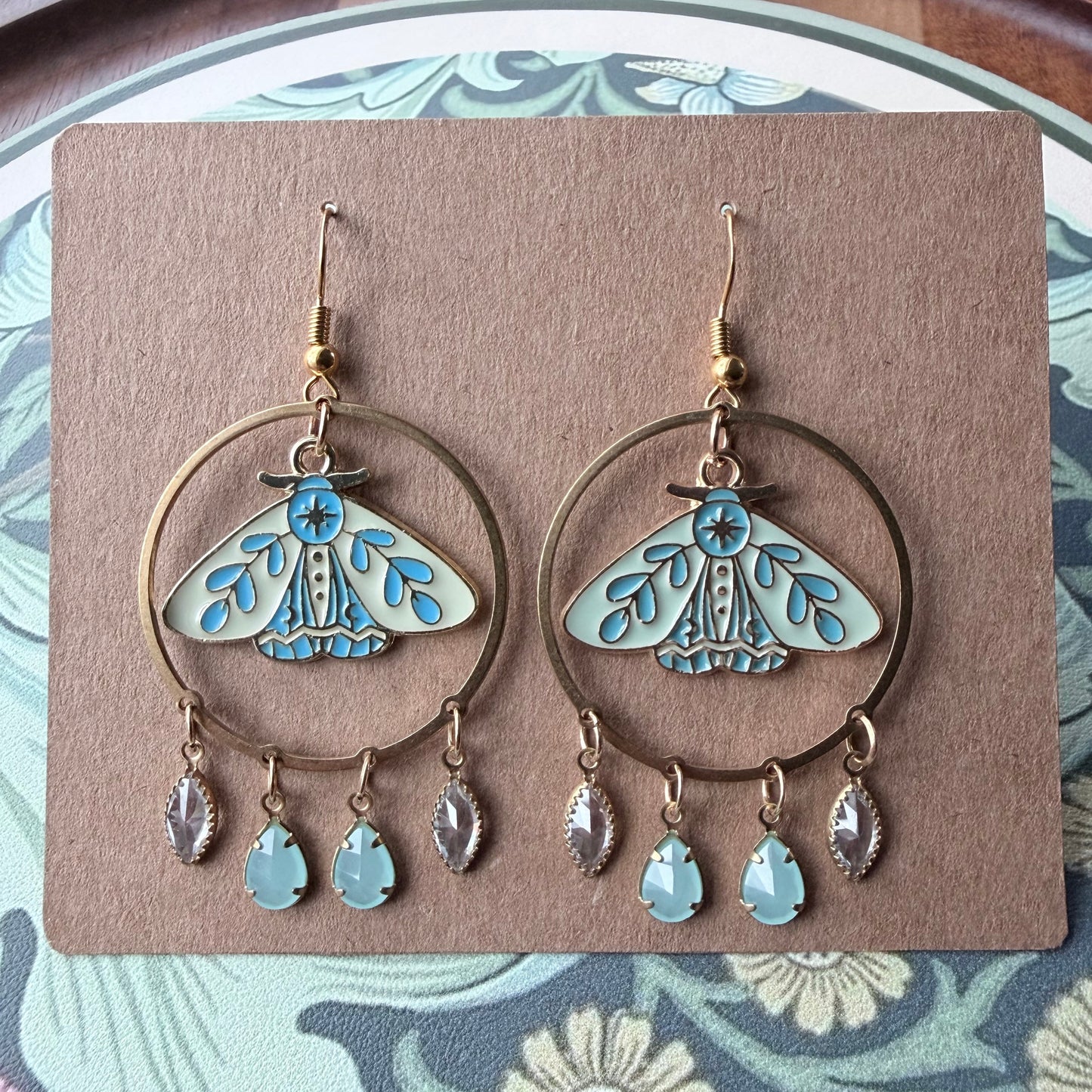 Moonlit Reverie | One-of-a-Kind Celestial Moth Hoop Earrings