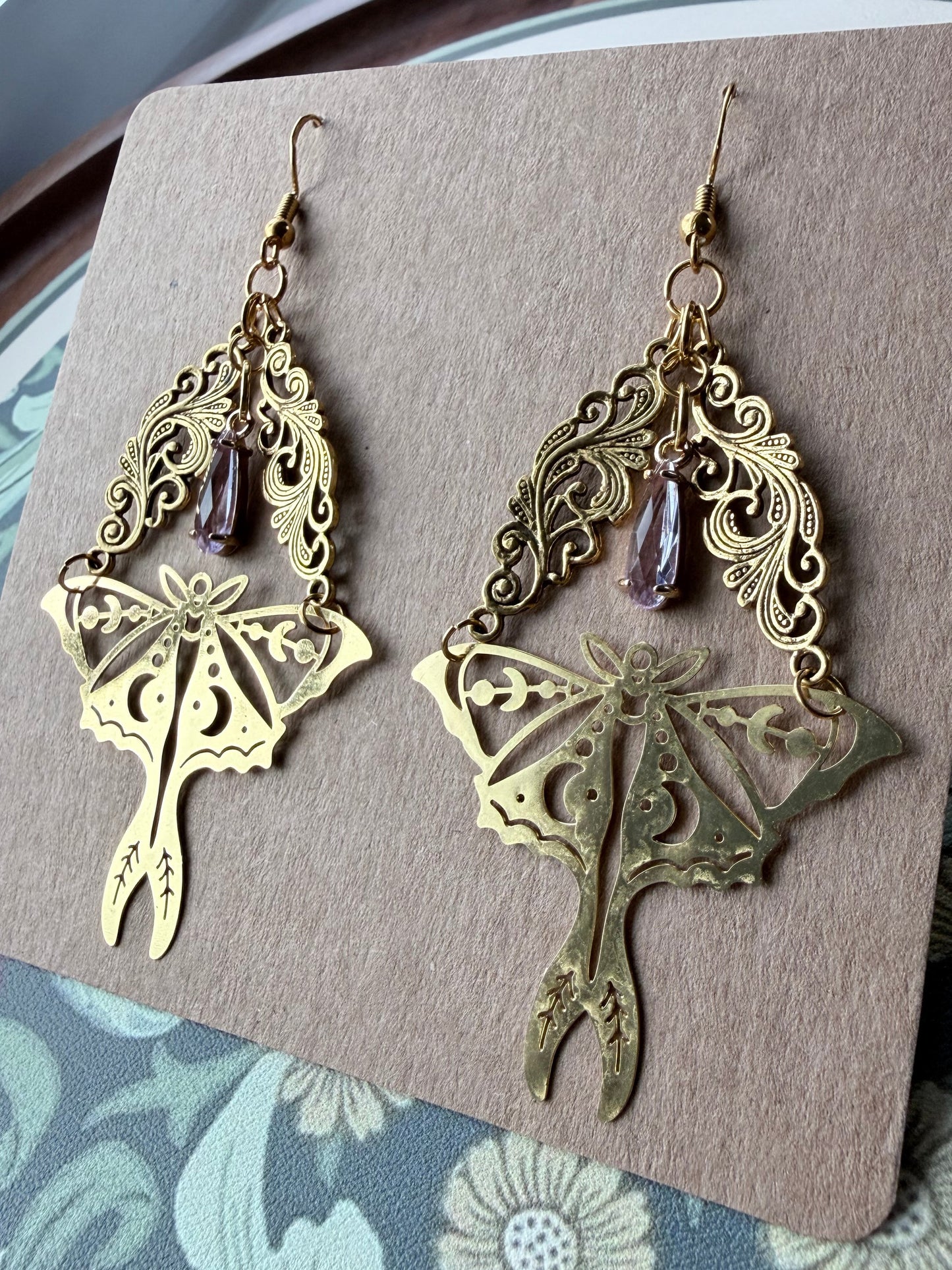 Twilight Veil | One-of-a-Kind Celestial Moth Statement Earrings