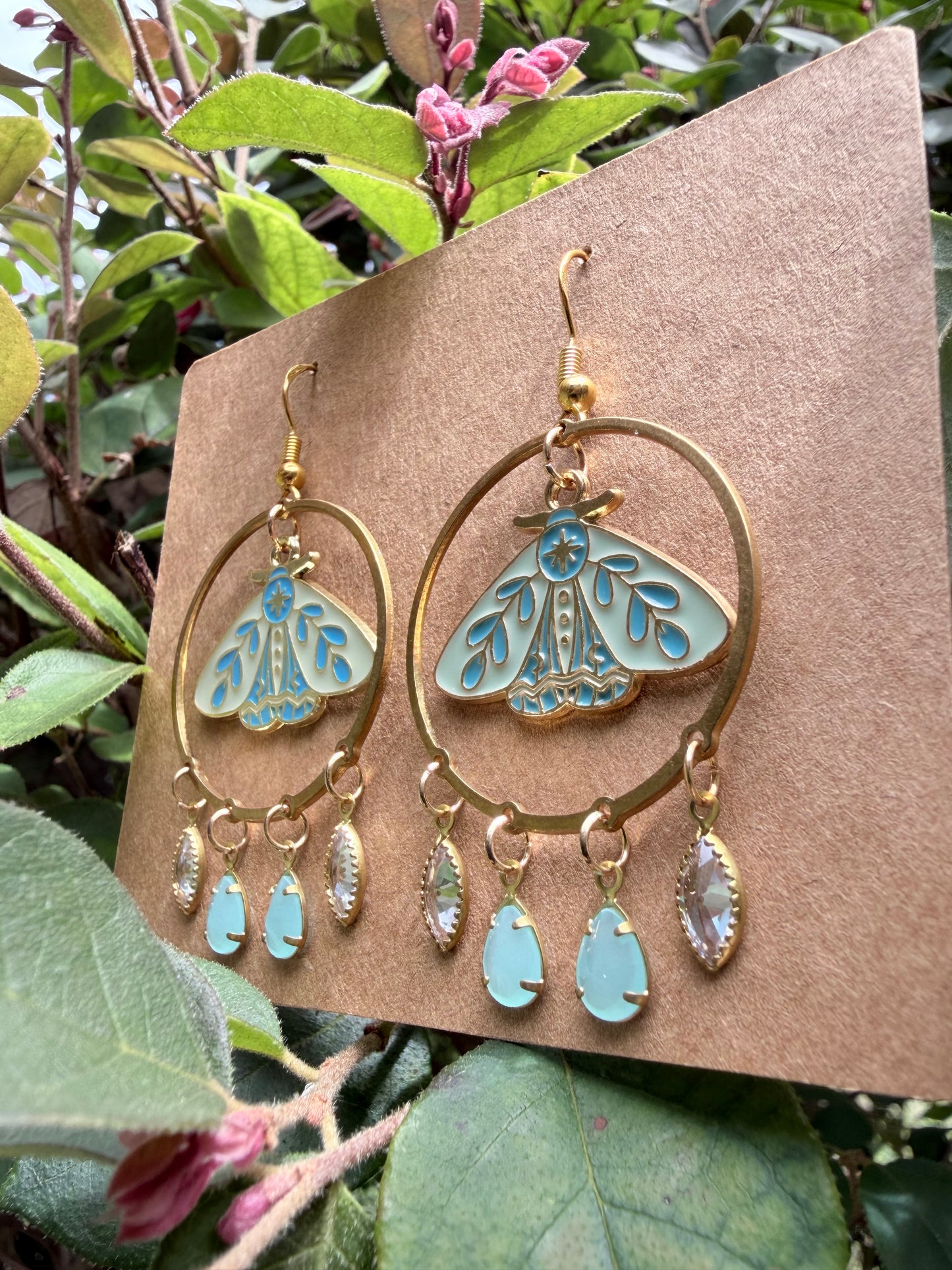 Moonlit Reverie | One-of-a-Kind Celestial Moth Hoop Earrings