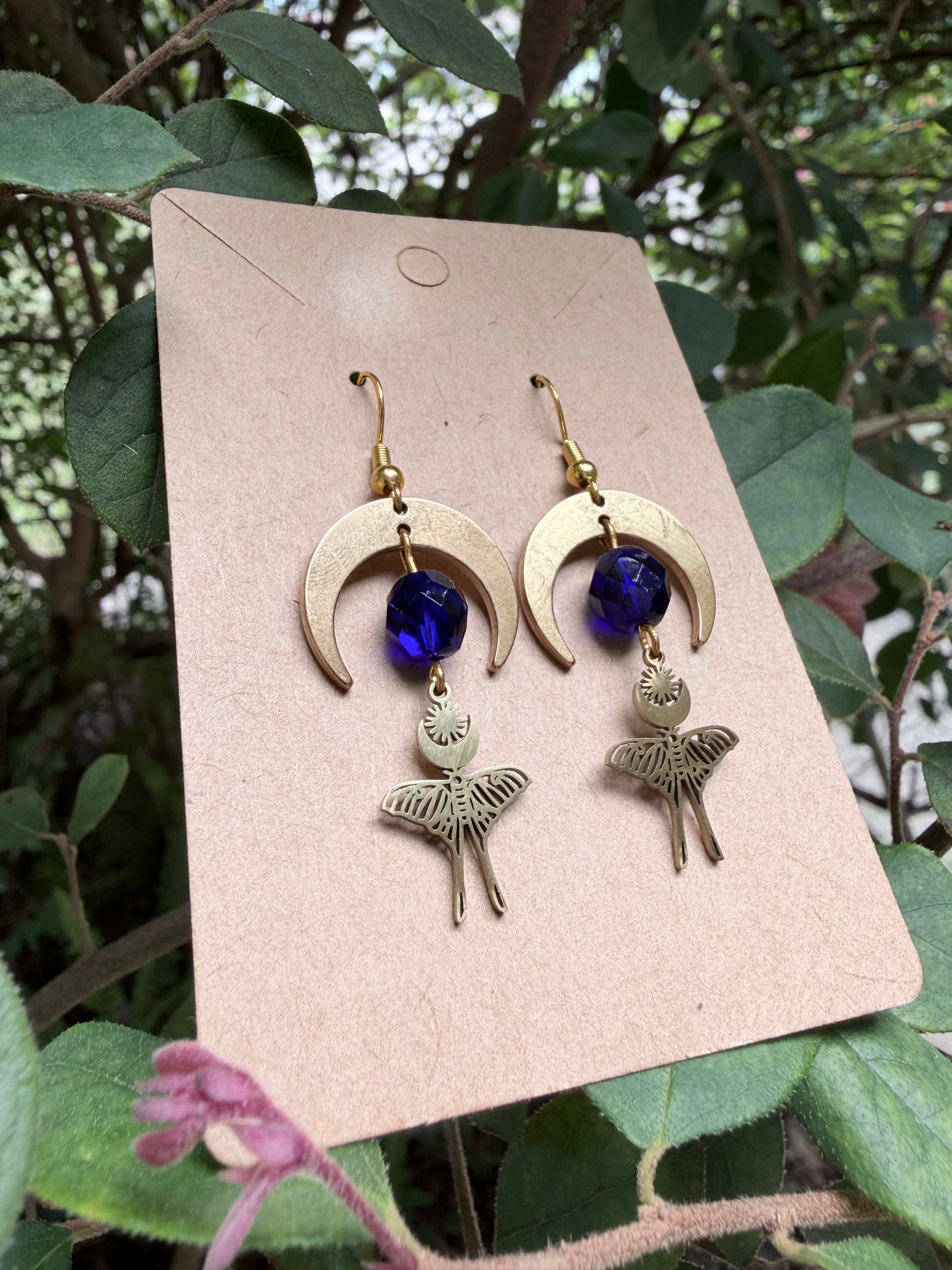 Blue Hour | One-of-a-Kind Celestial Moth Statement Earrings