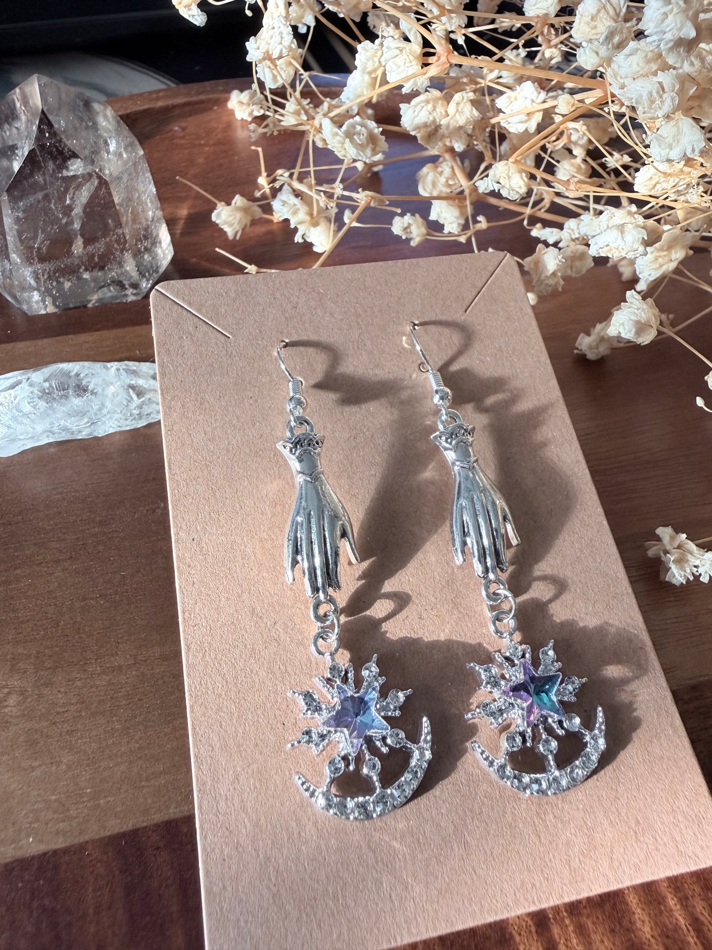 Starbound Wanderer Celestial Earrings | Gothic Moon & Star Jewelry