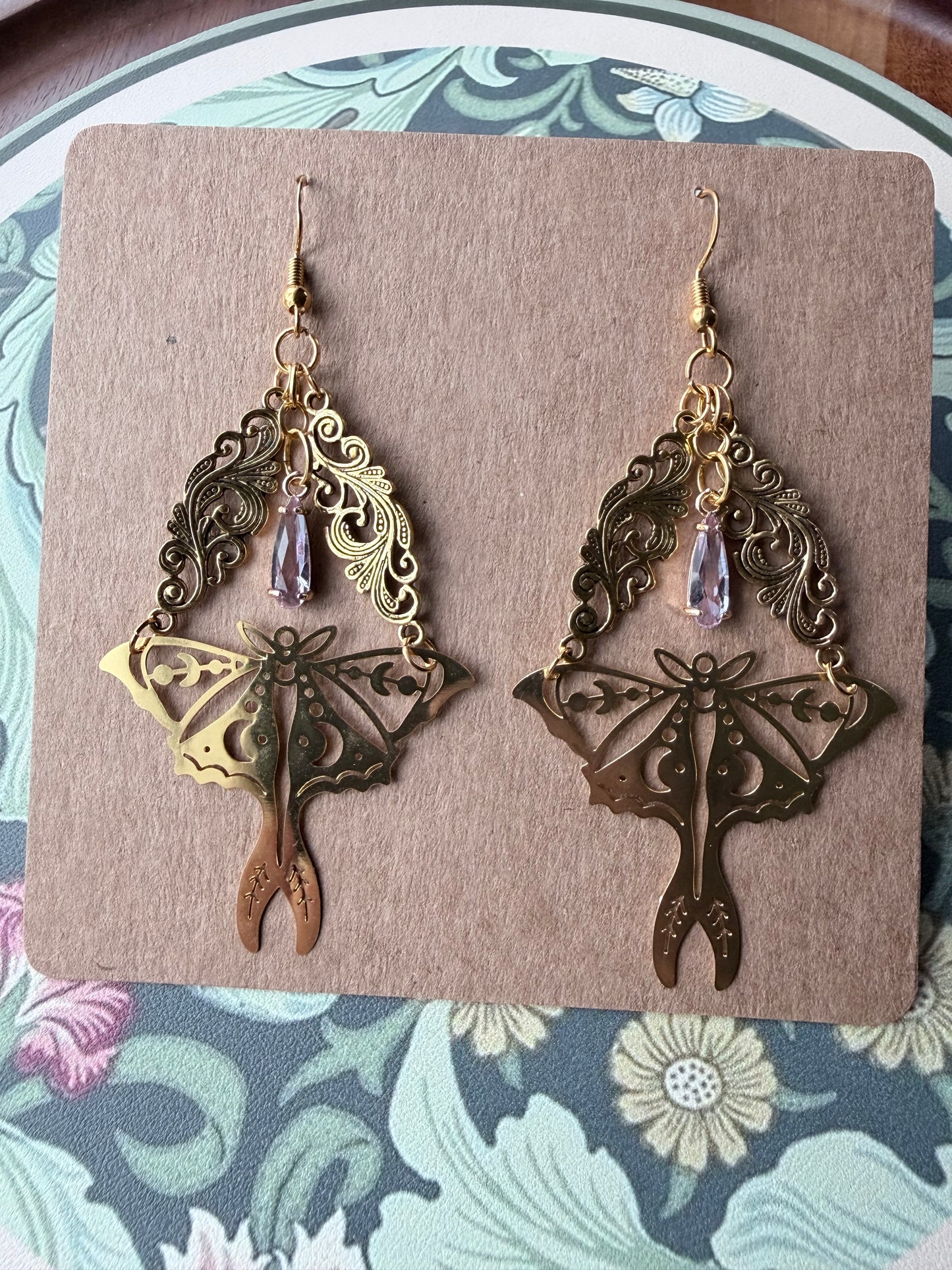Twilight Veil | One-of-a-Kind Celestial Moth Statement Earrings