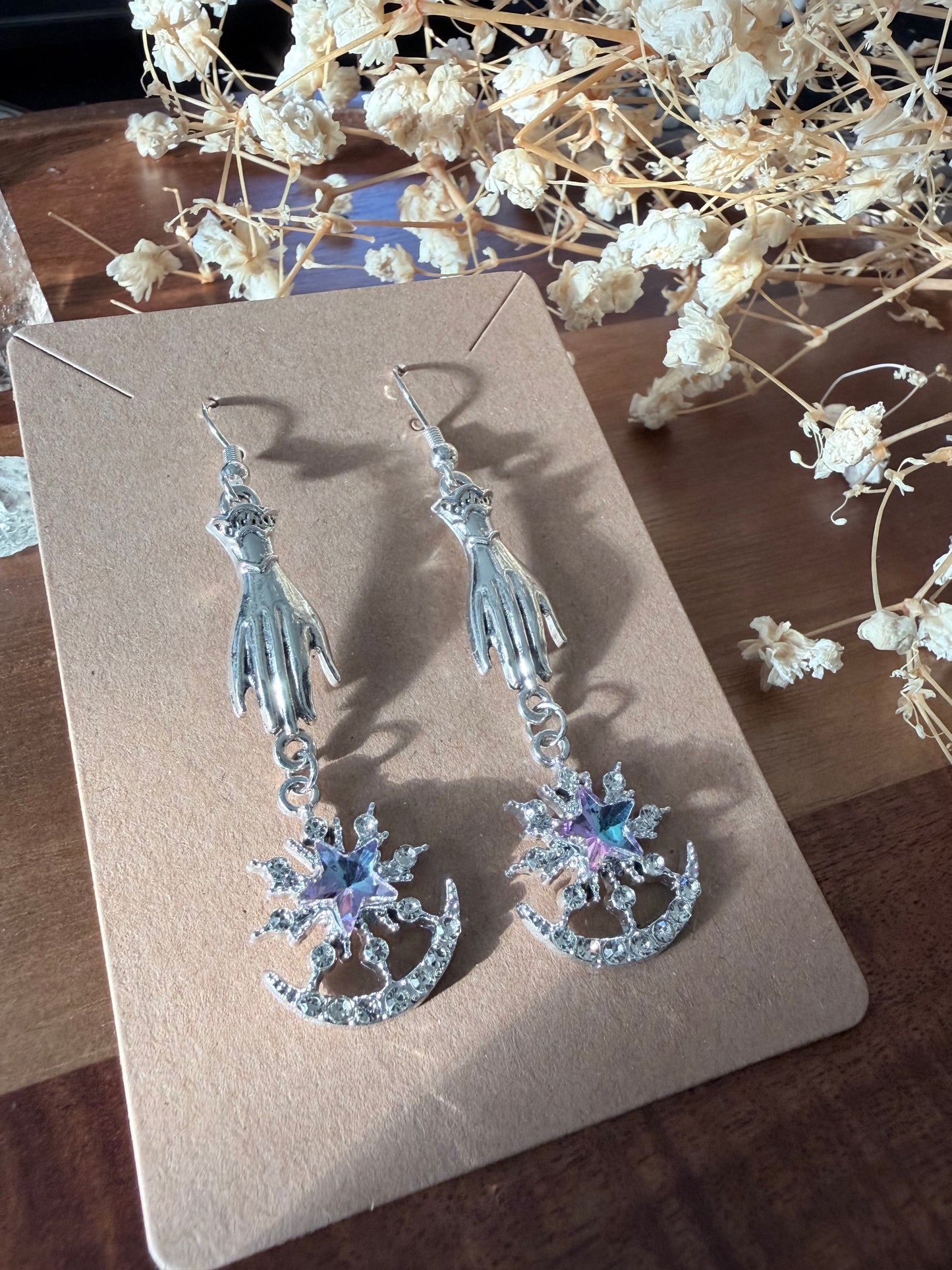 Starbound Wanderer Celestial Earrings | Gothic Moon & Star Jewelry