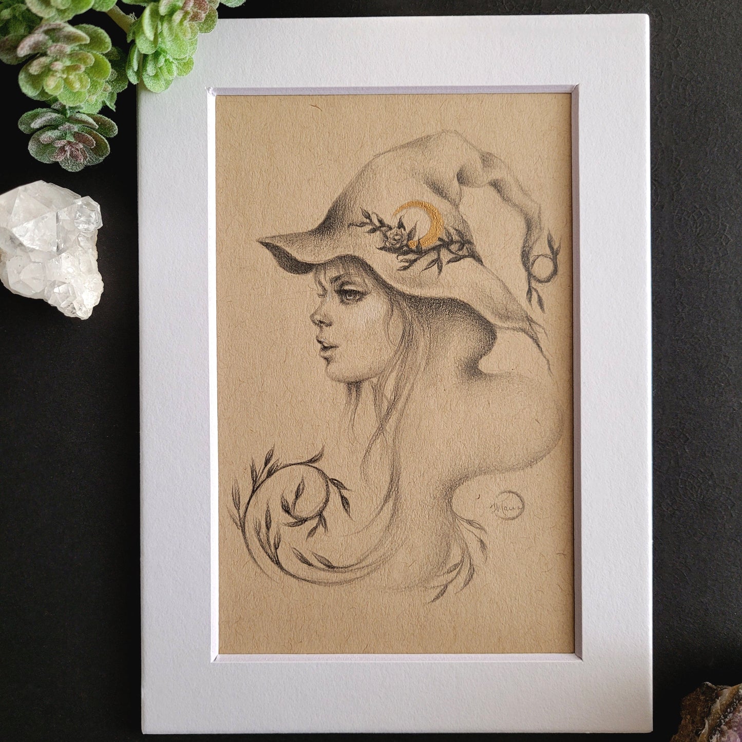 Crescent Moon Witch - Original Drawing