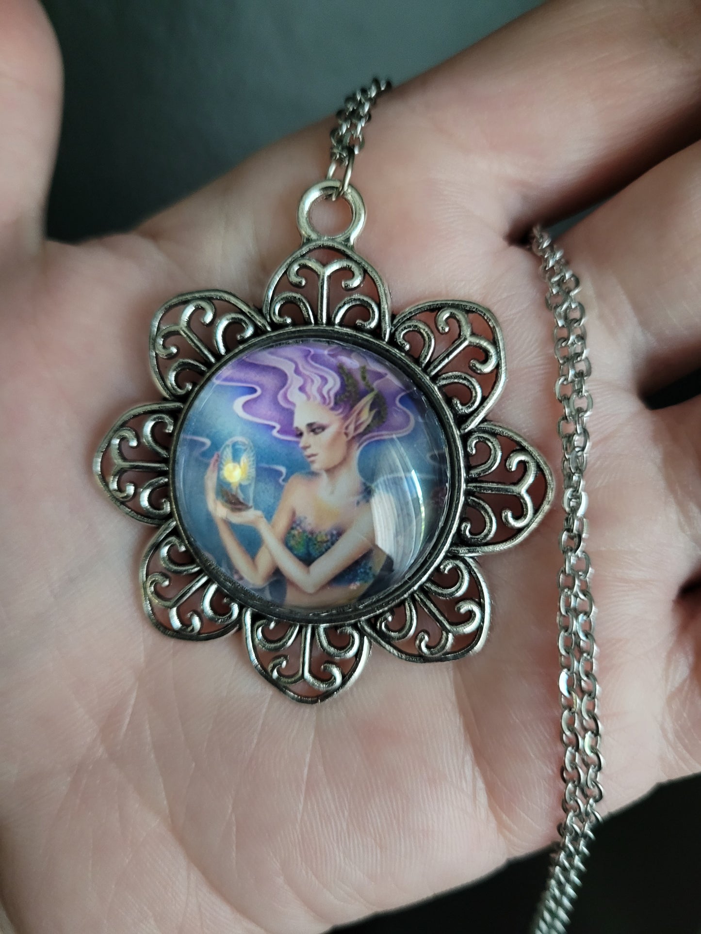 Mermaid Ornate Flower Pendant