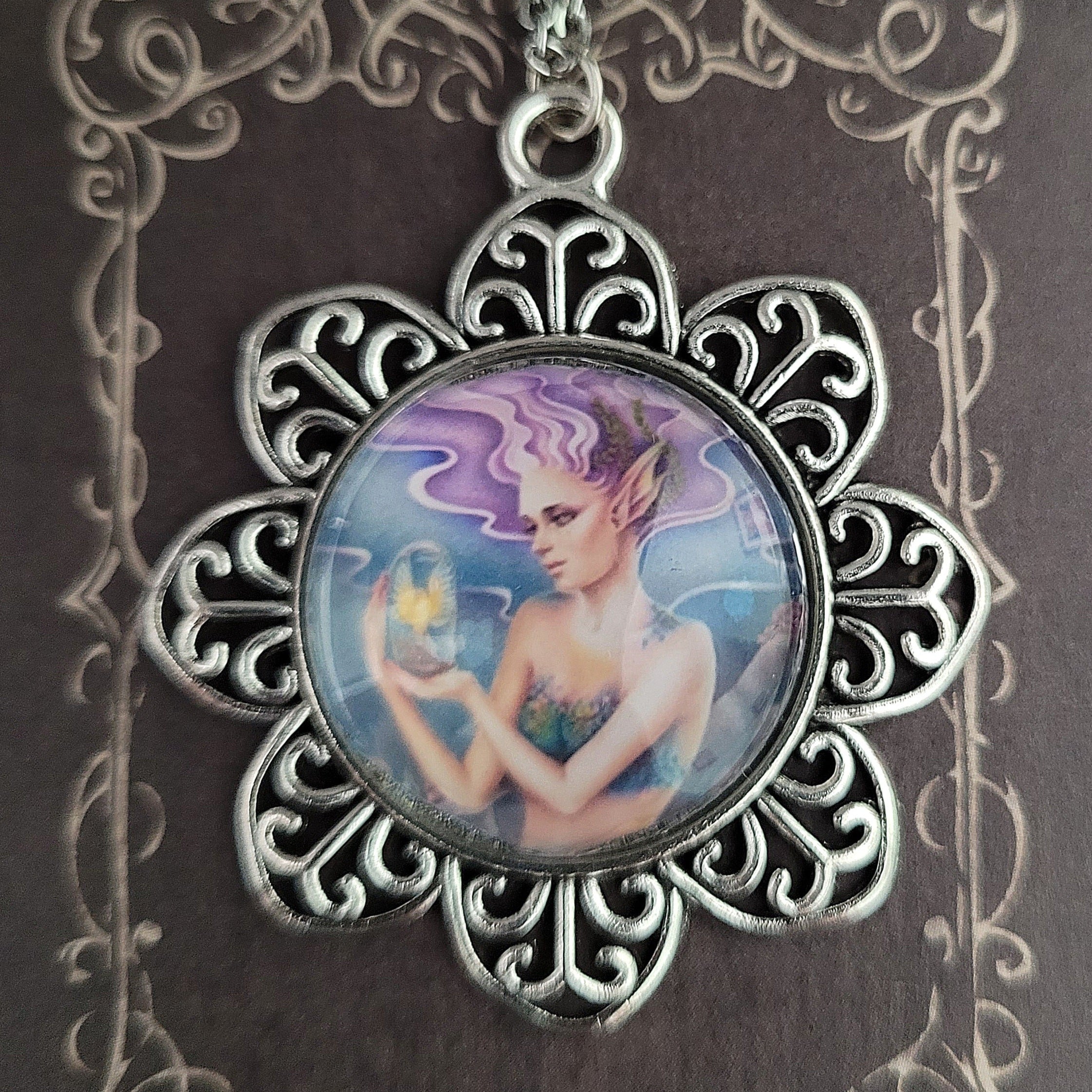 Mermaid Ornate Flower Pendant – Moonlight Raven Art