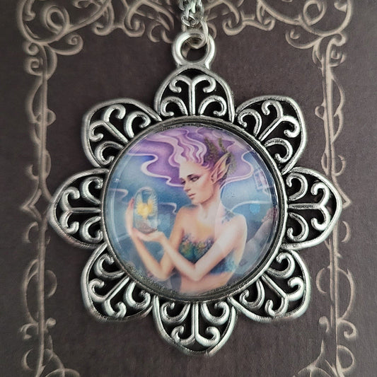 Mermaid Ornate Flower Pendant