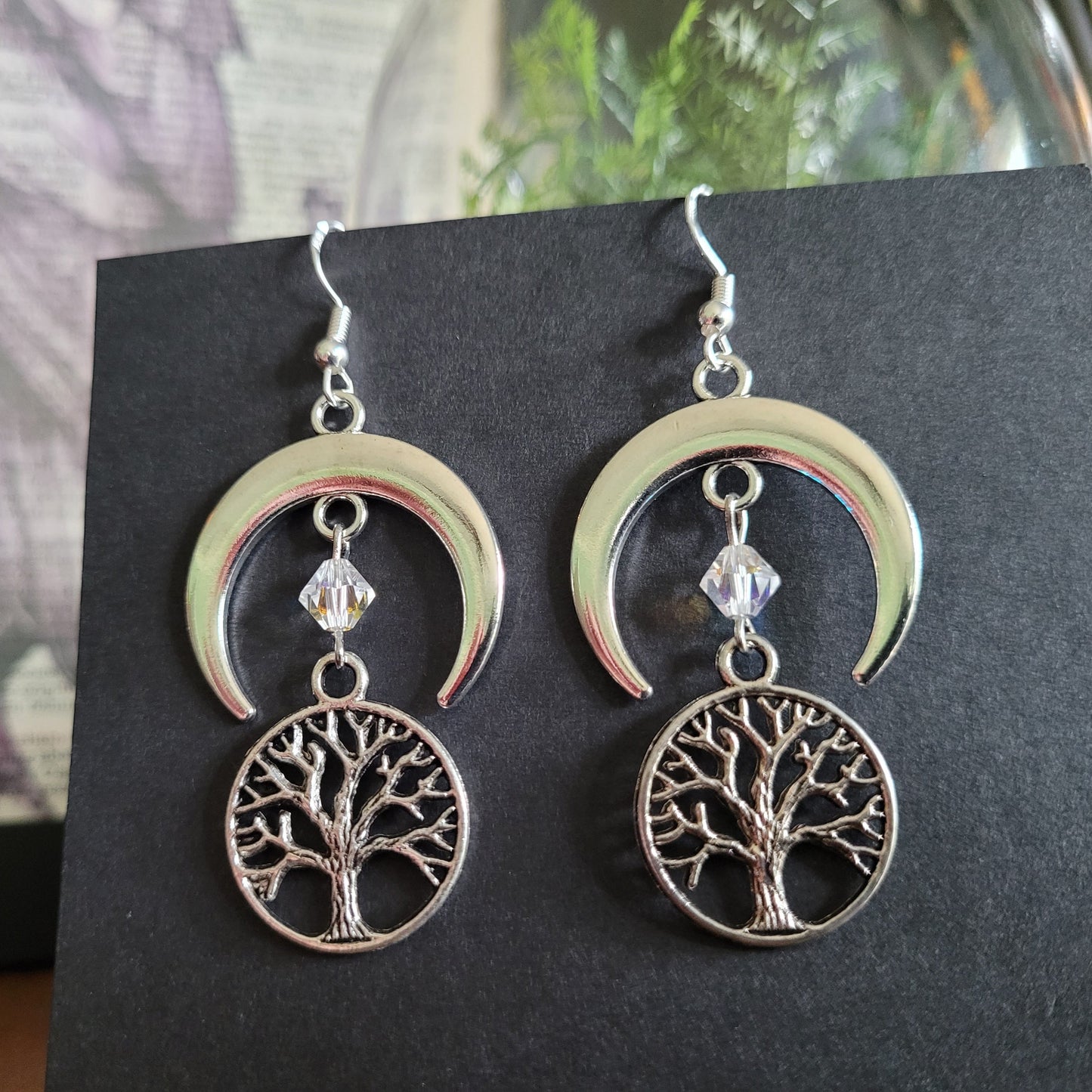 Tree of Life and Crescent Moon Earrings