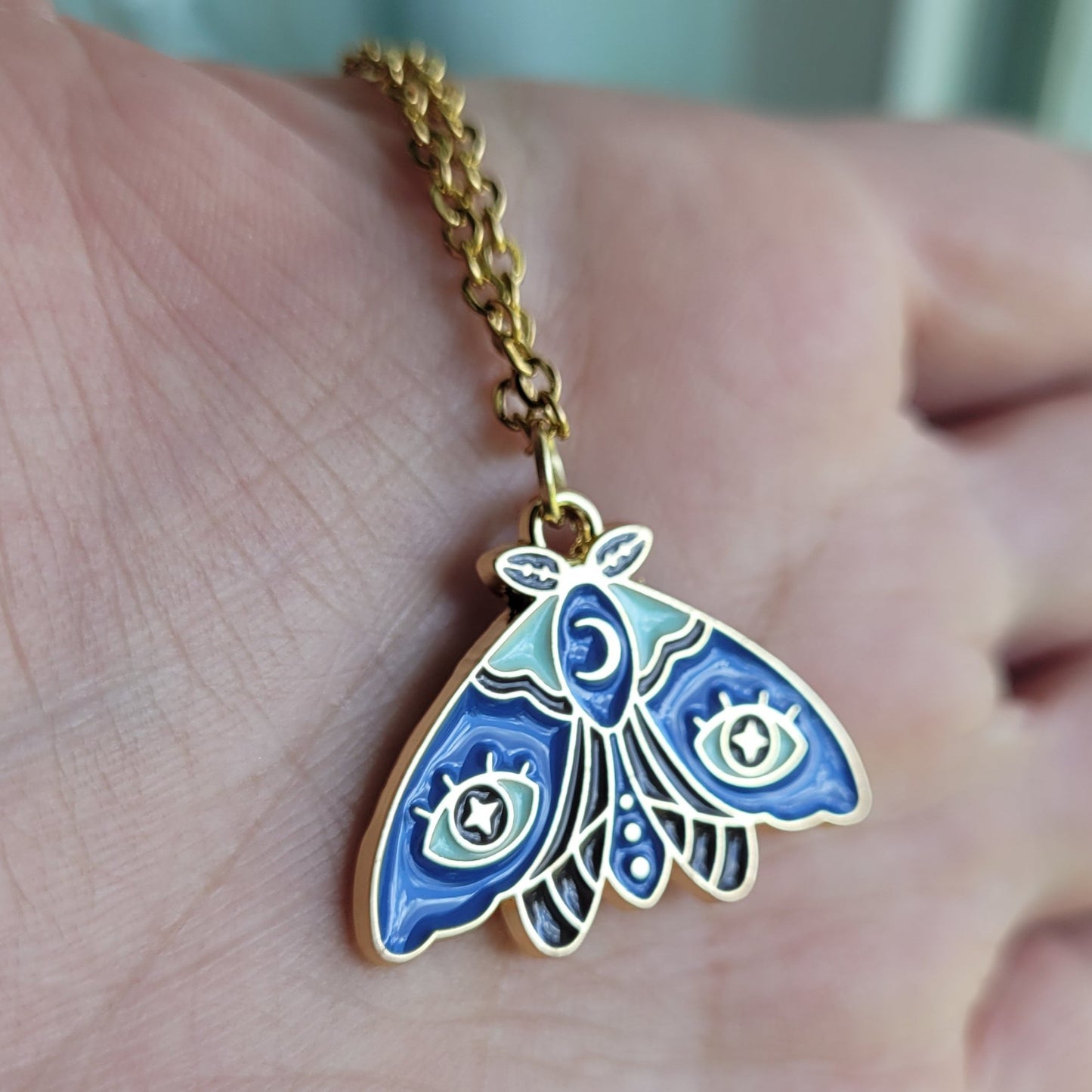 Evil Eye Moth Necklace