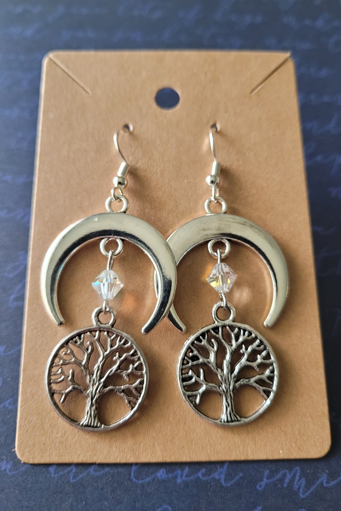 Tree of Life and Crescent Moon Earrings