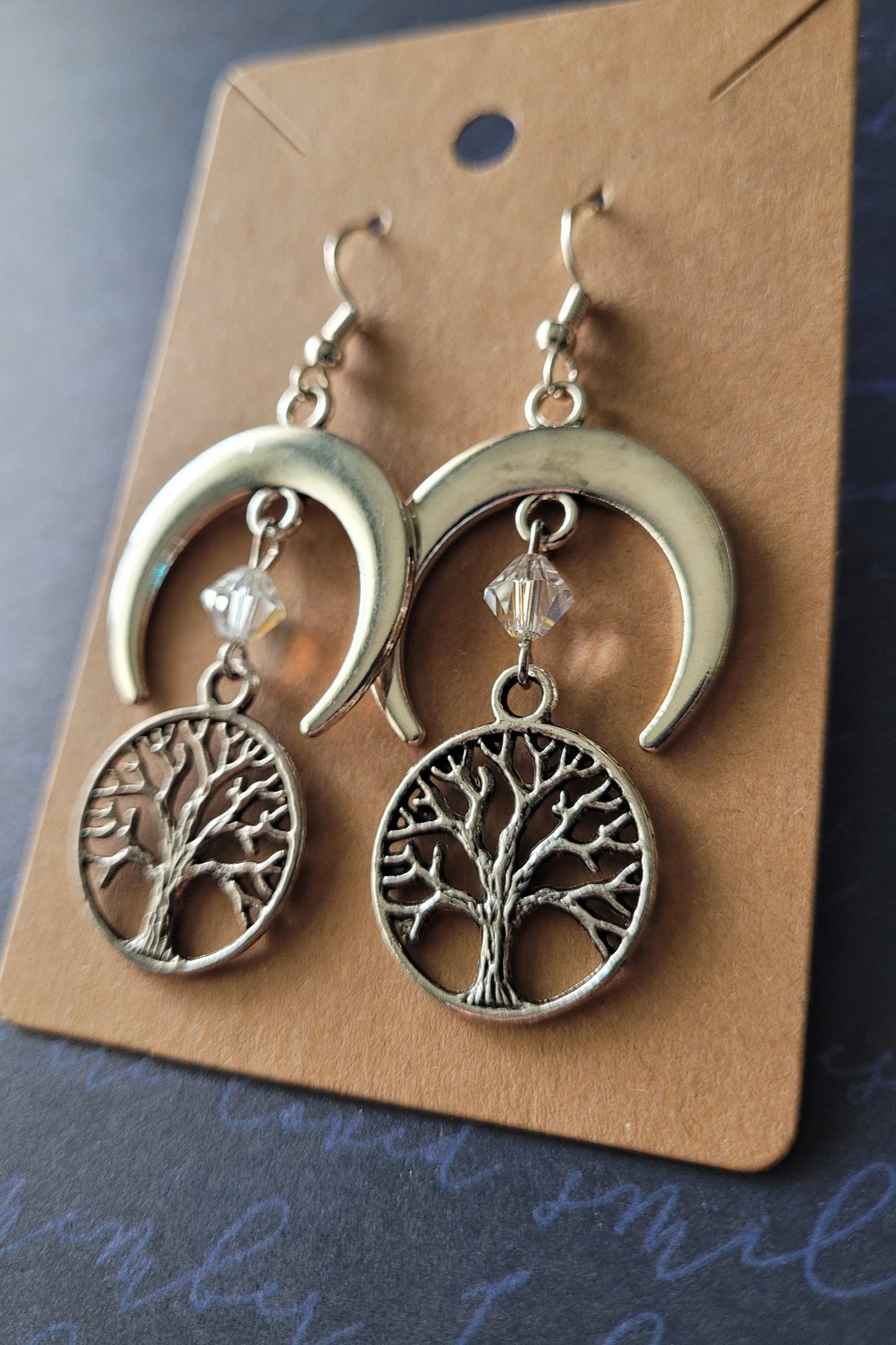 Tree of Life and Crescent Moon Earrings