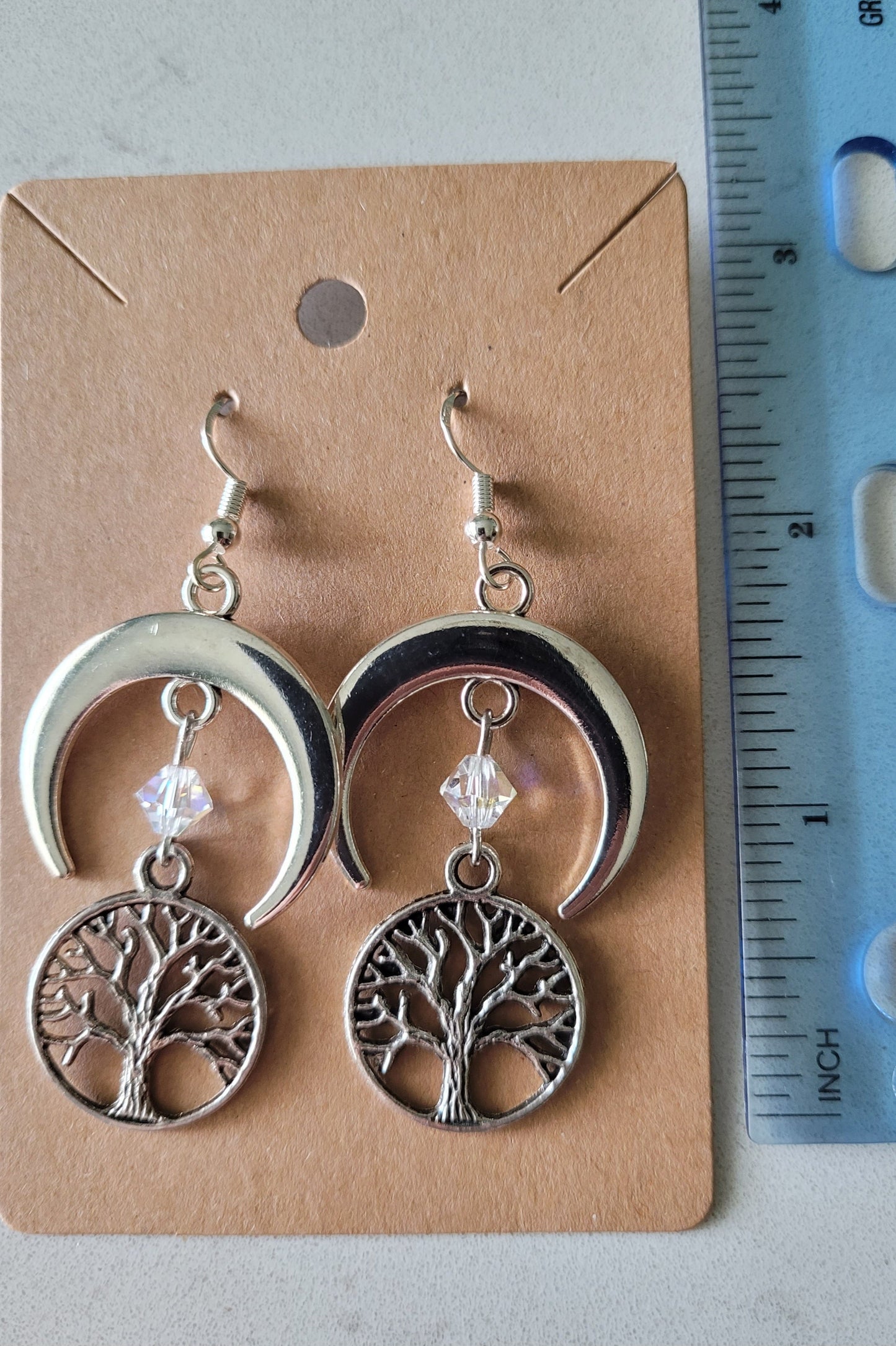 Tree of Life and Crescent Moon Earrings