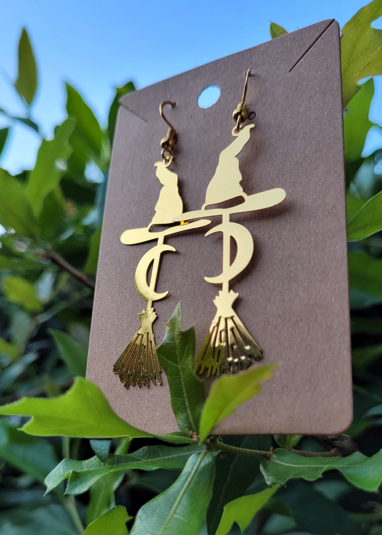 Witches Broom and Hat Earrings