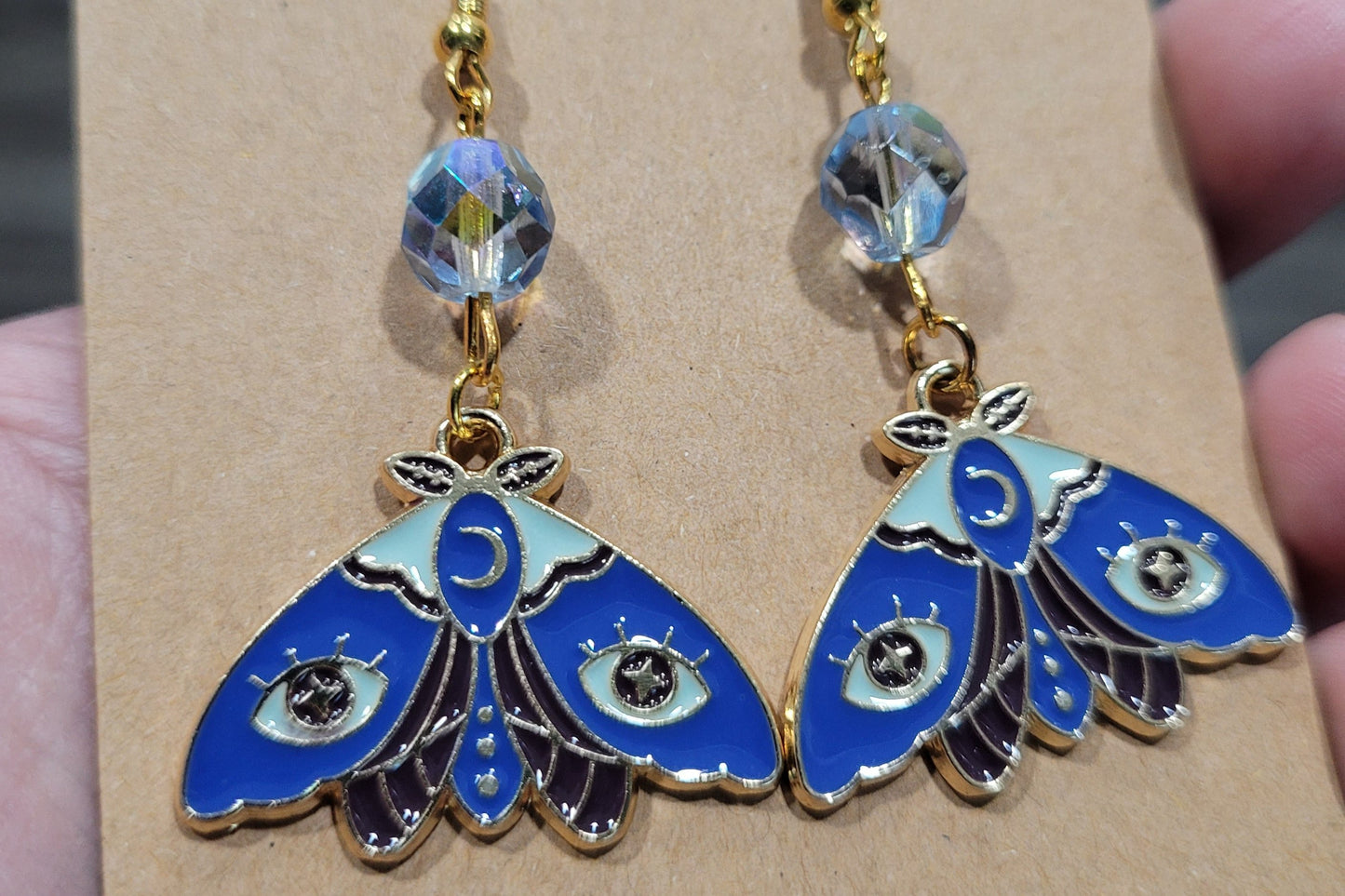 Evil Eye Moth Earrings