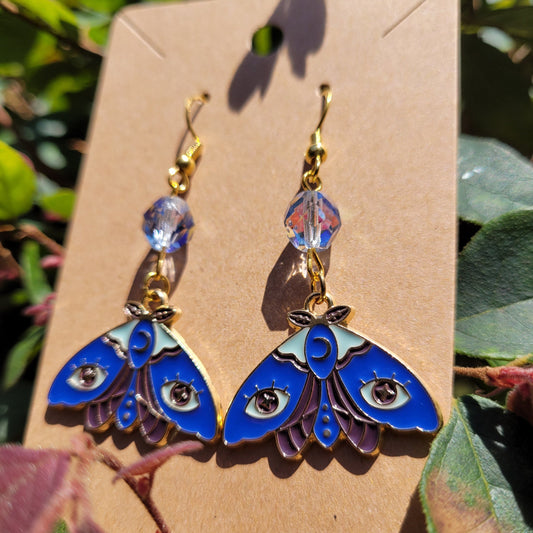 Evil Eye Moth Earrings