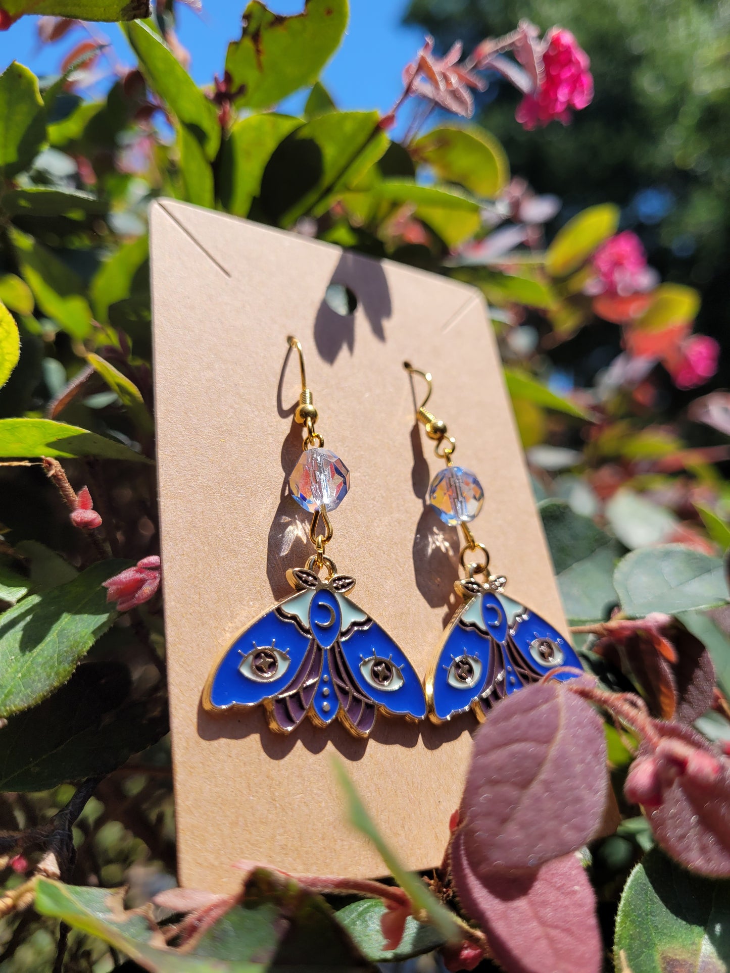 Evil Eye Moth Earrings