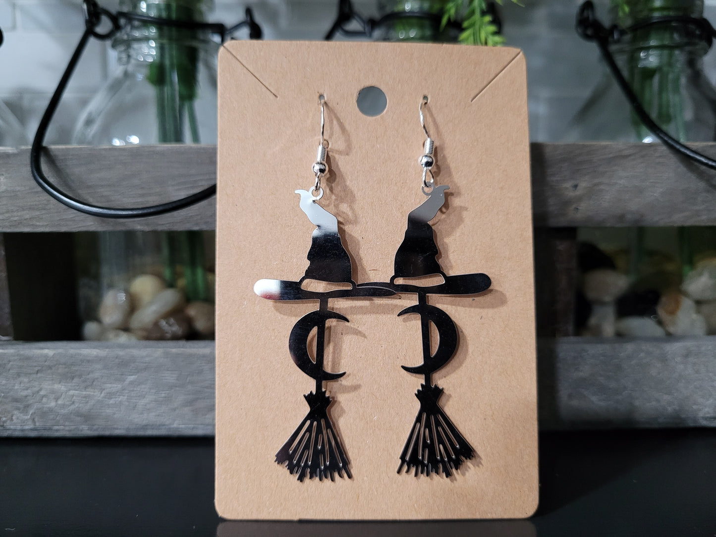 Witches Broom and Hat Earrings