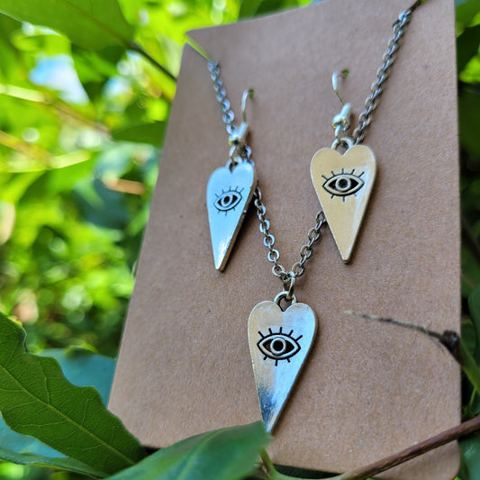 Evil Eye Heart Jewelry Set