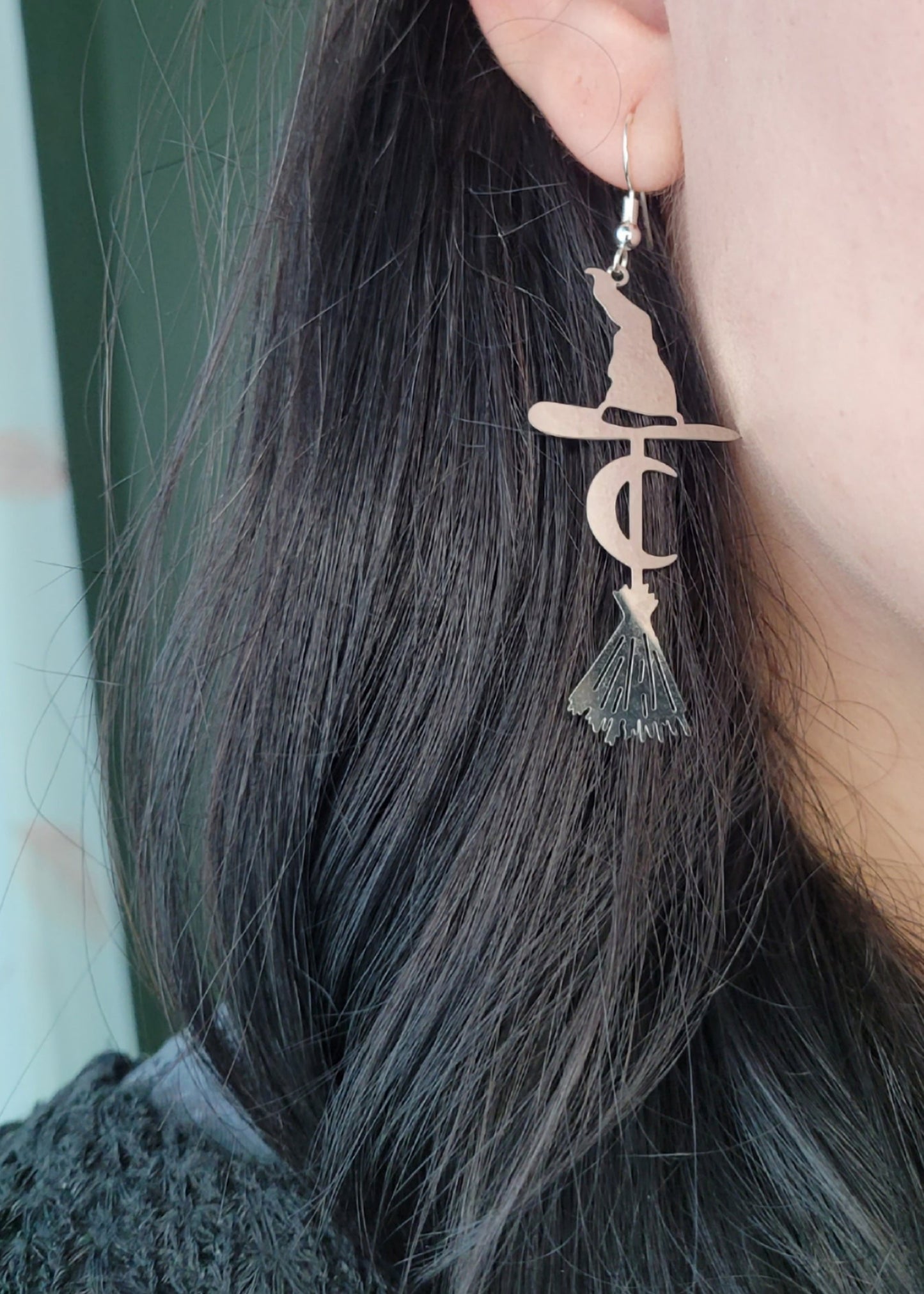 Witches Broom and Hat Earrings