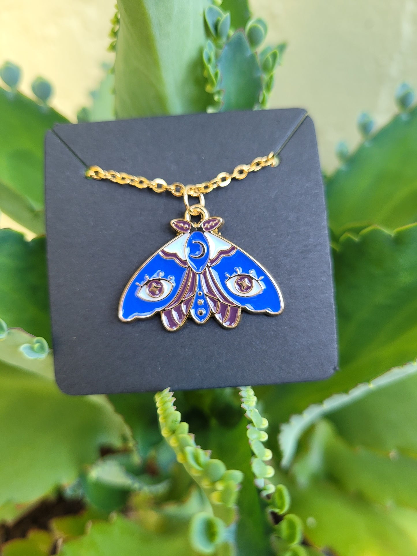 Evil Eye Moth Necklace