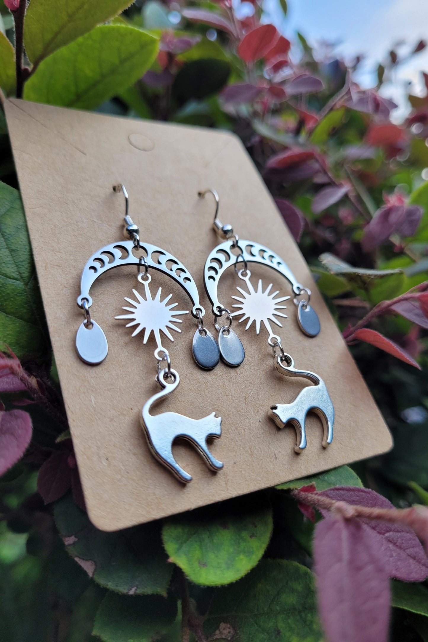 Celestial Cat Chandelier Earrings