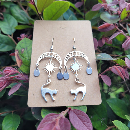 Celestial Cat Chandelier Earrings