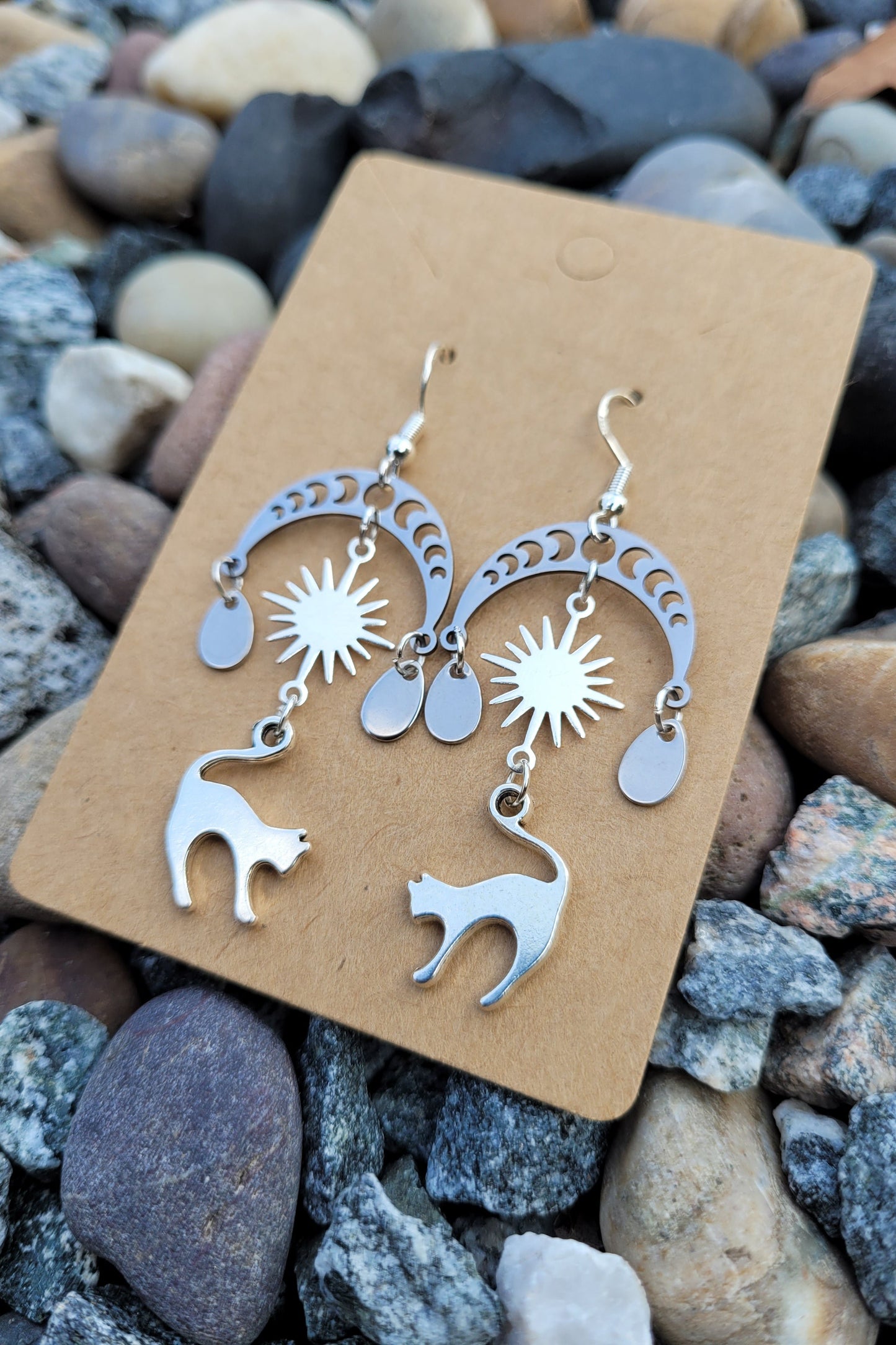 Celestial Cat Chandelier Earrings