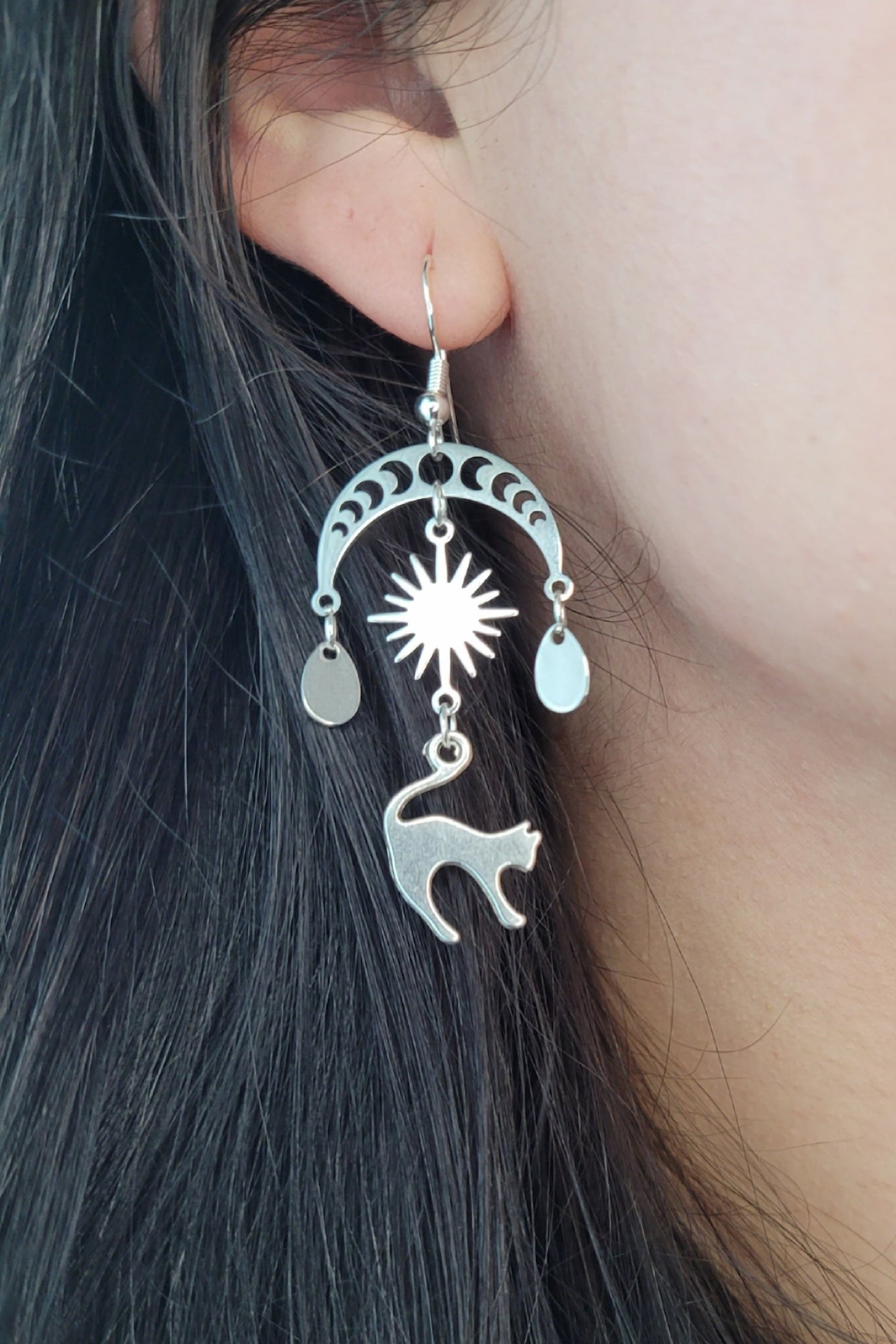 Celestial Cat Chandelier Earrings