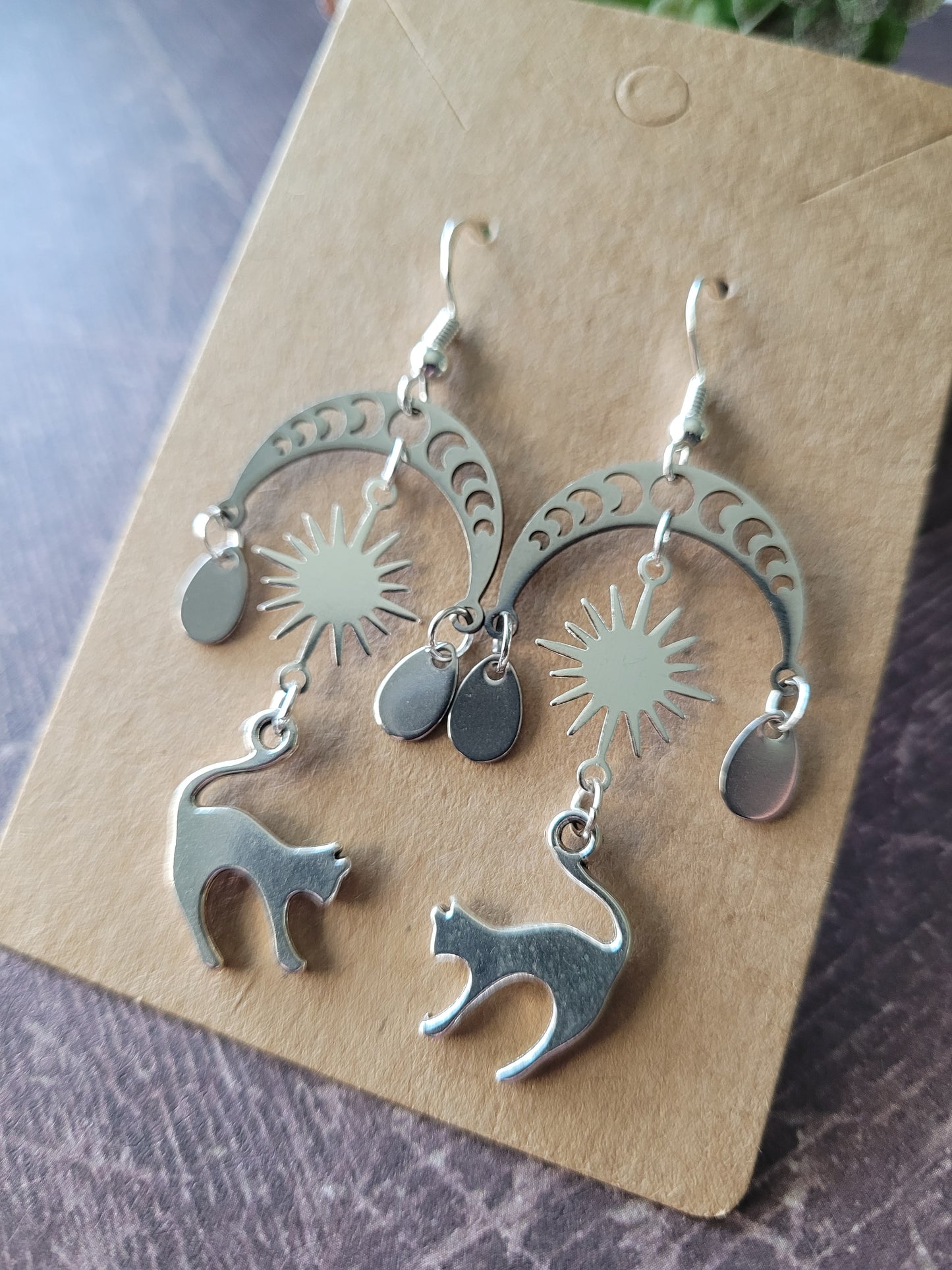 Celestial Cat Chandelier Earrings