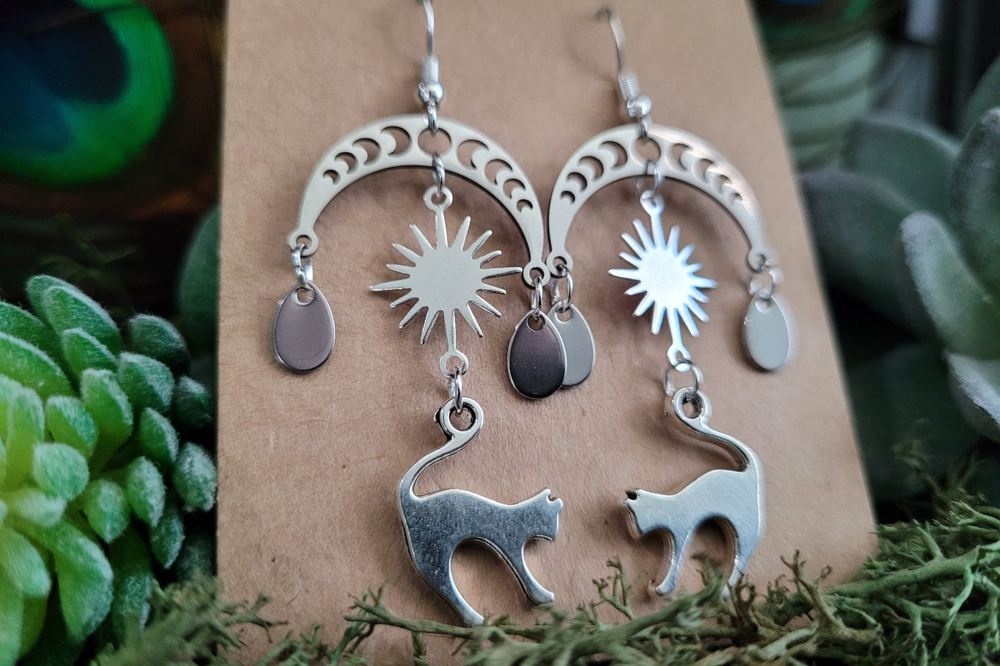 Celestial Cat Chandelier Earrings