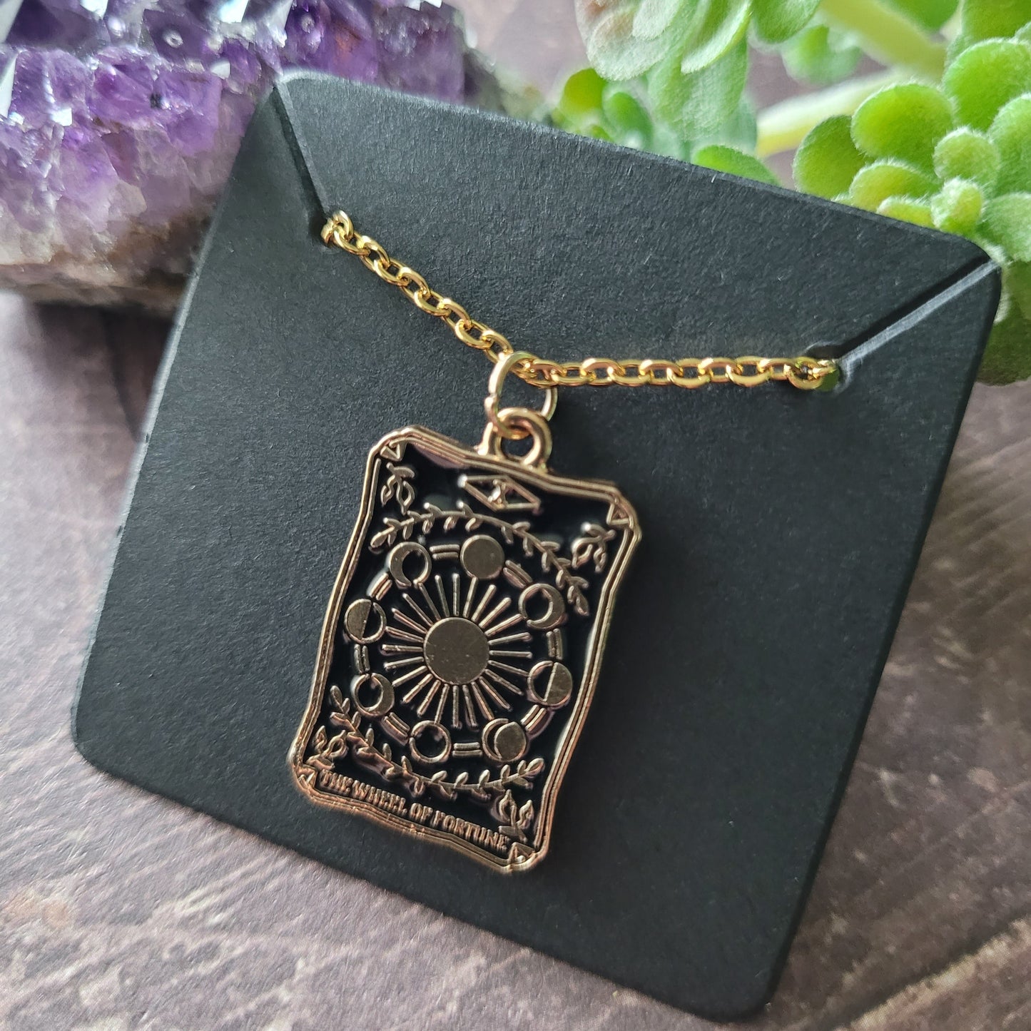 Wheel of Fortune Tarot Card Necklace