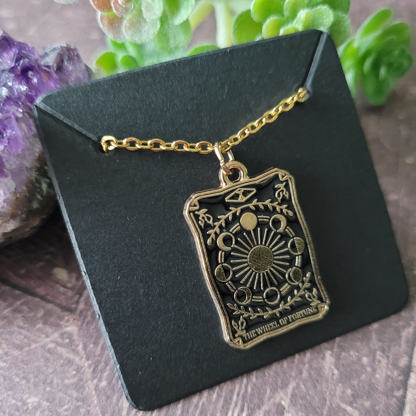 Wheel of Fortune Tarot Card Necklace