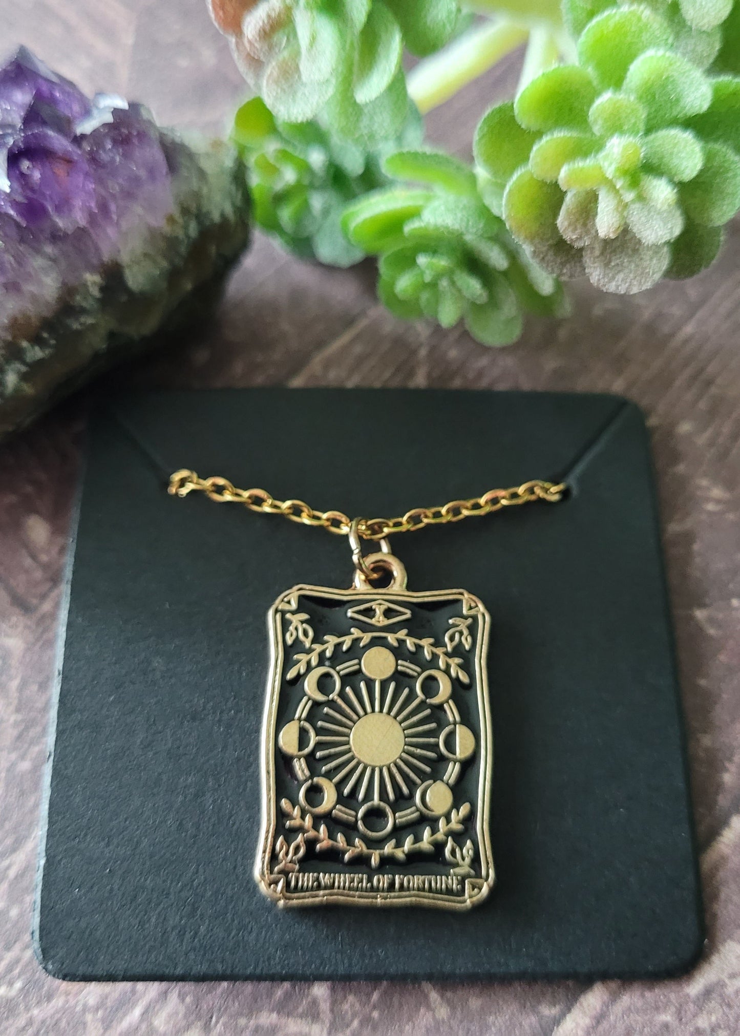 Wheel of Fortune Tarot Card Necklace