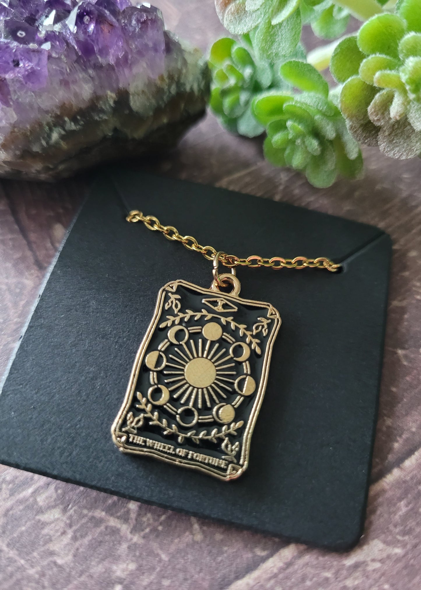 Wheel of Fortune Tarot Card Necklace