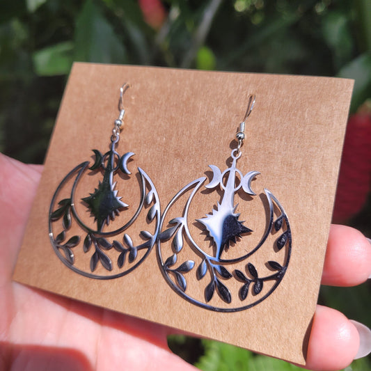 Triple Moon Celestial Earrings