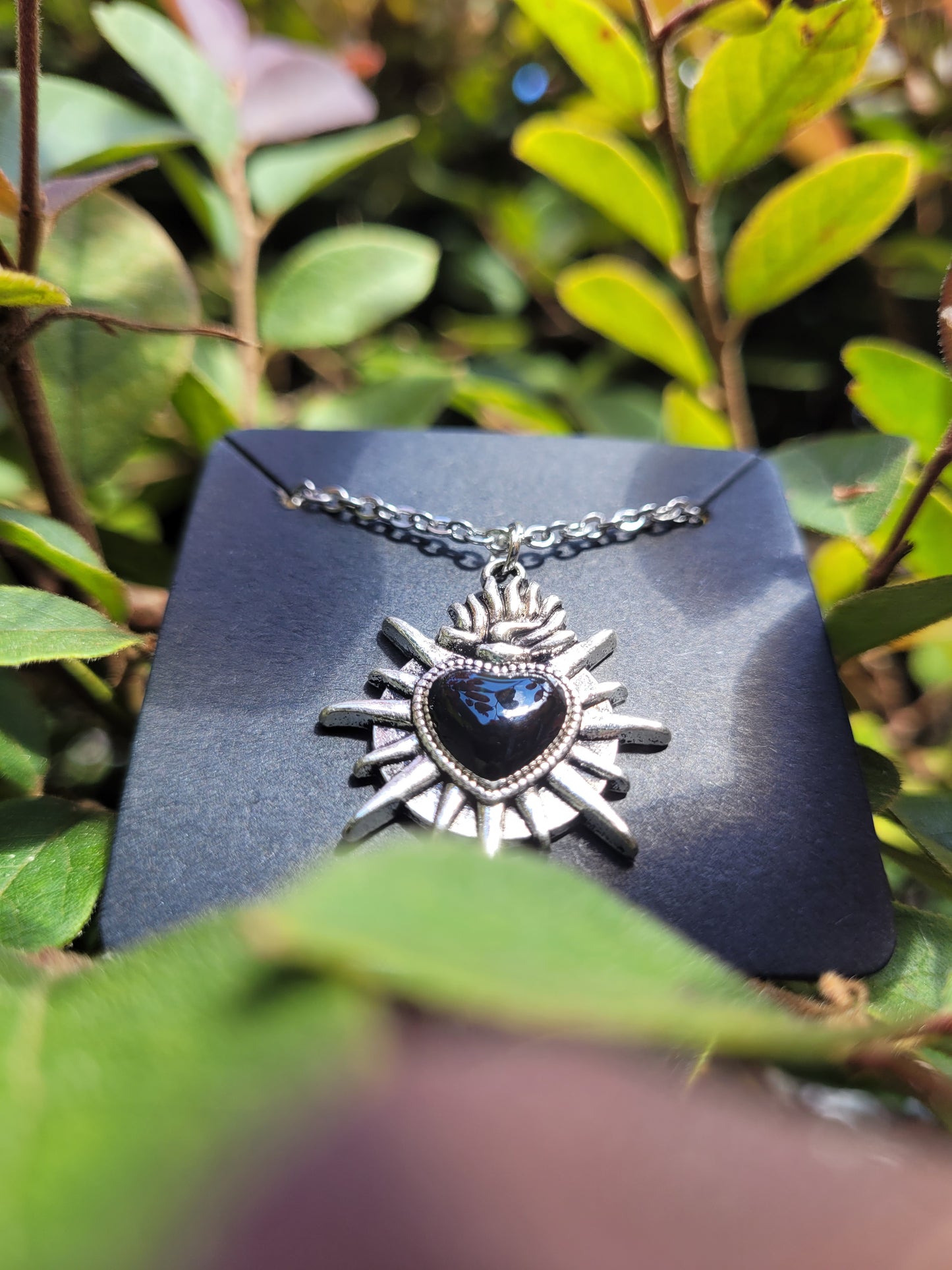 Black Sacred Heart Necklace