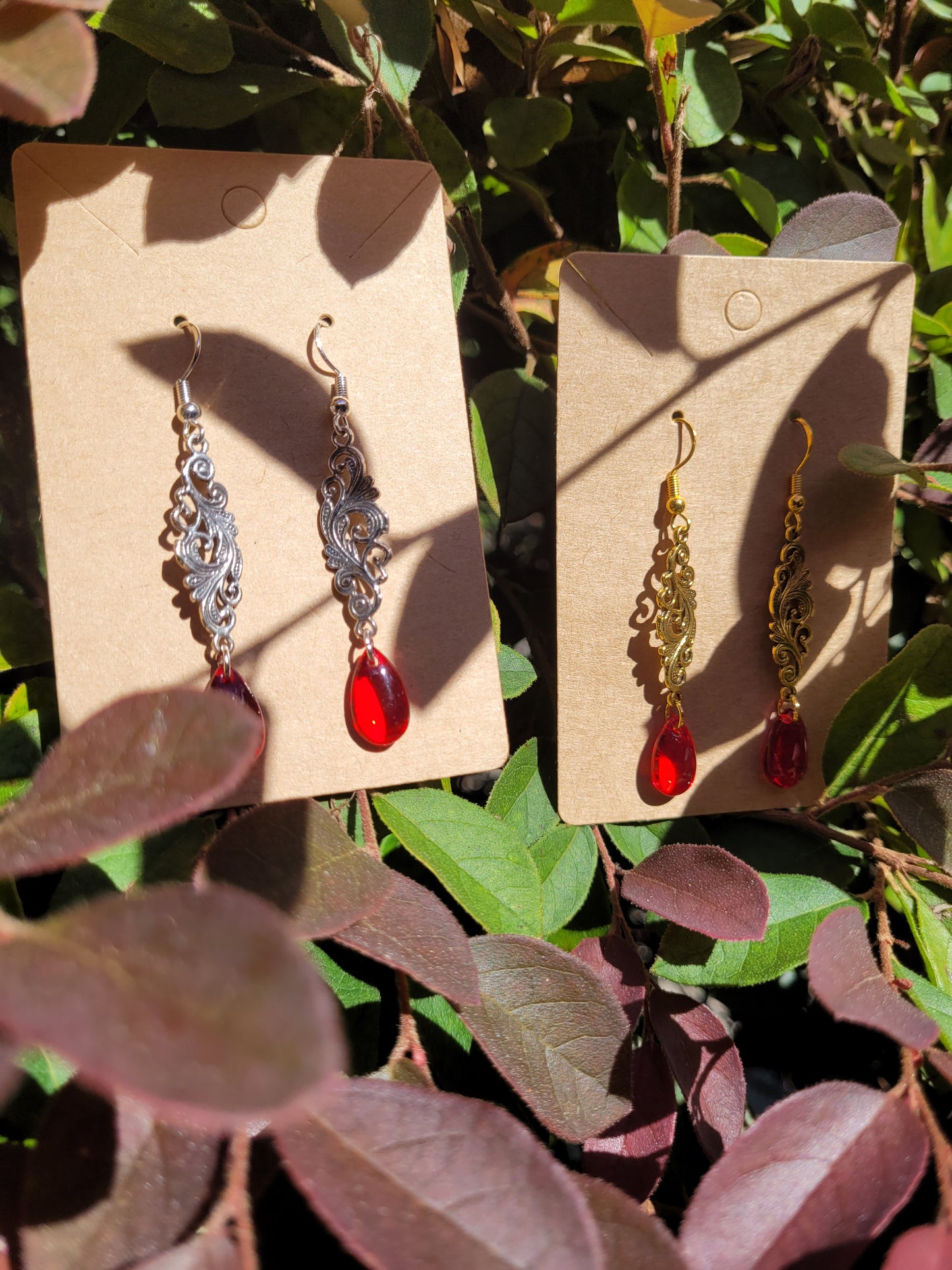 Filigree Teardrop Earrings - Two Colors