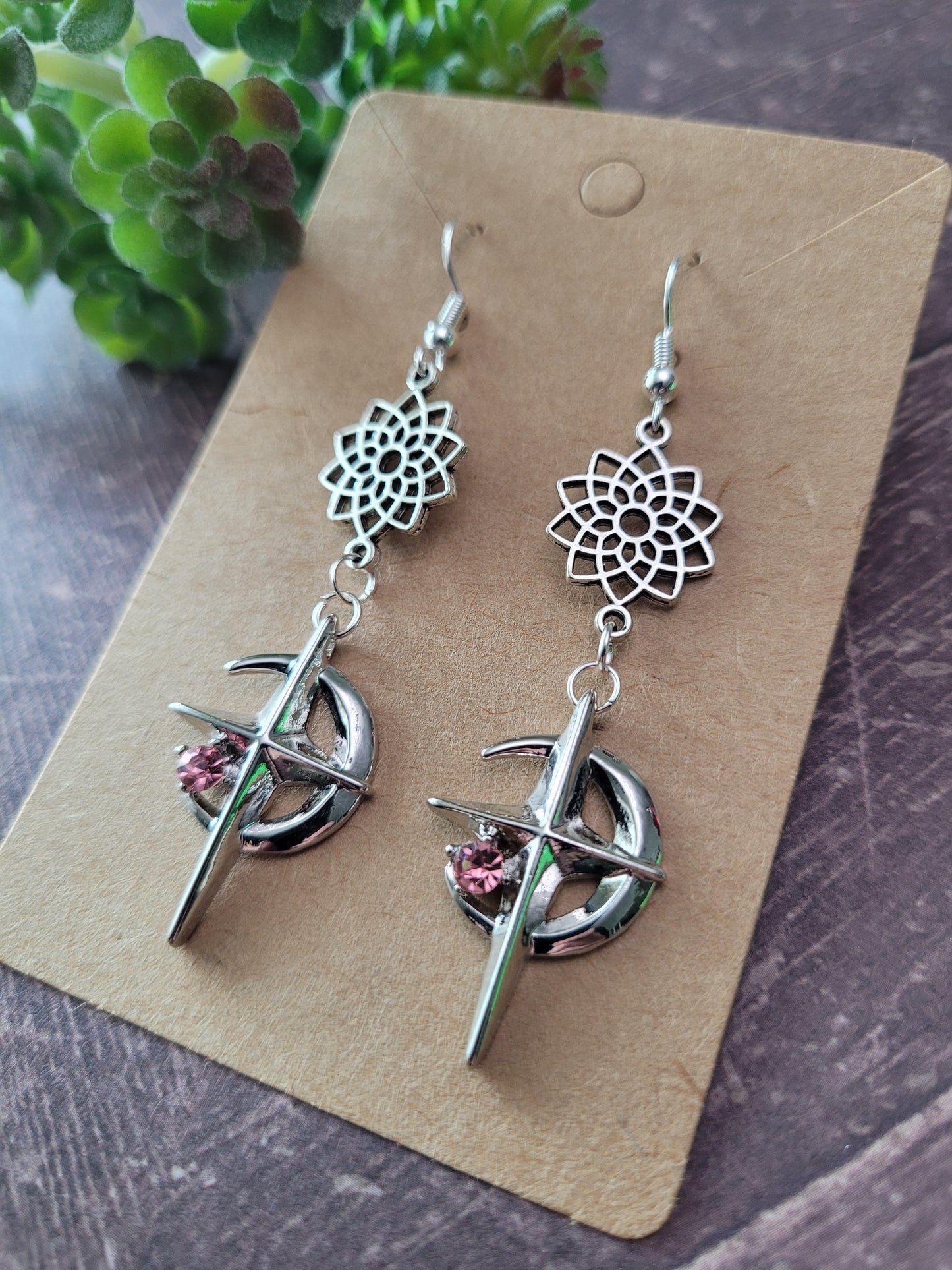 Star and Moon Dangle Earrings