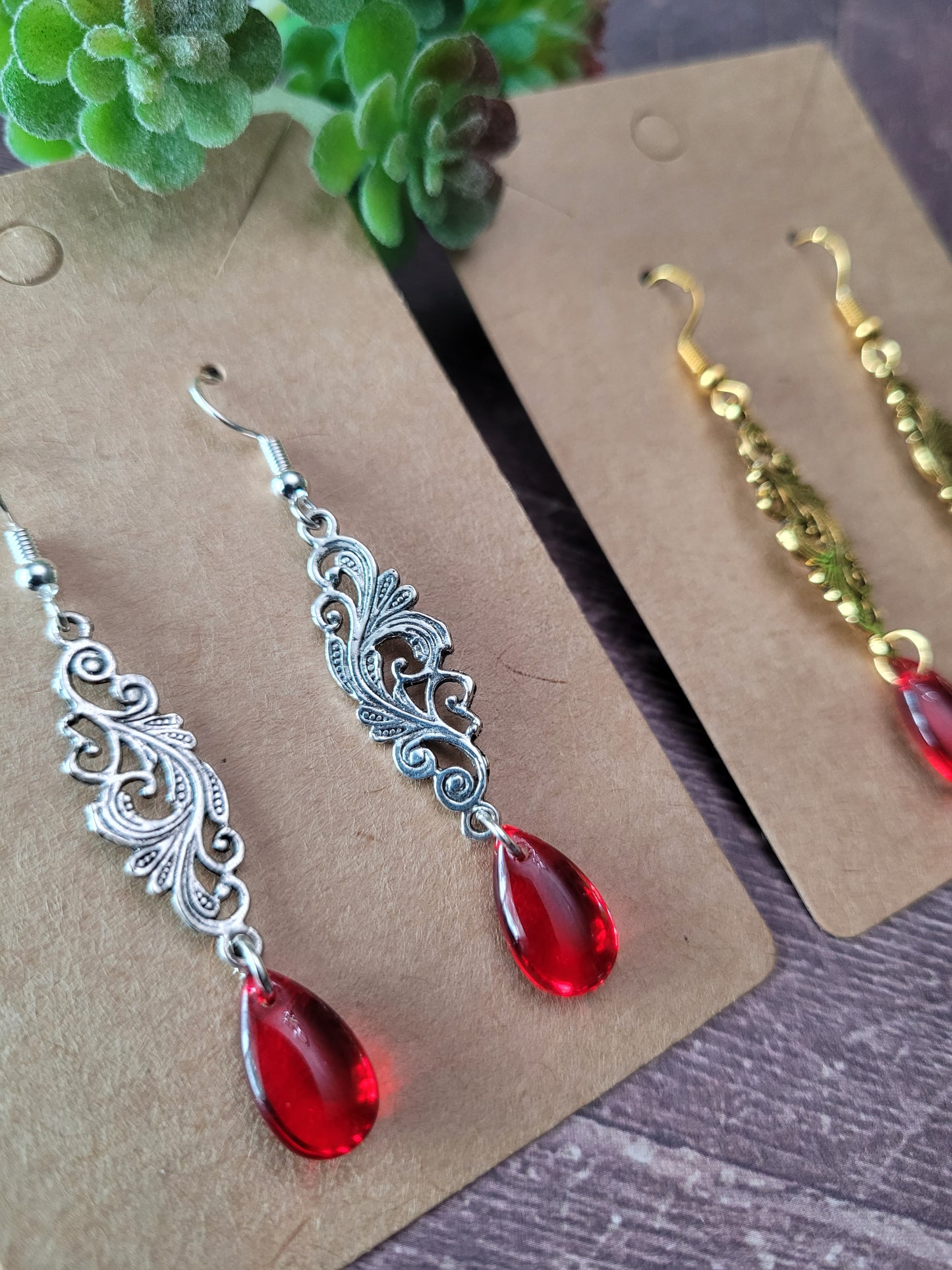 Filigree Teardrop Earrings - Two Colors