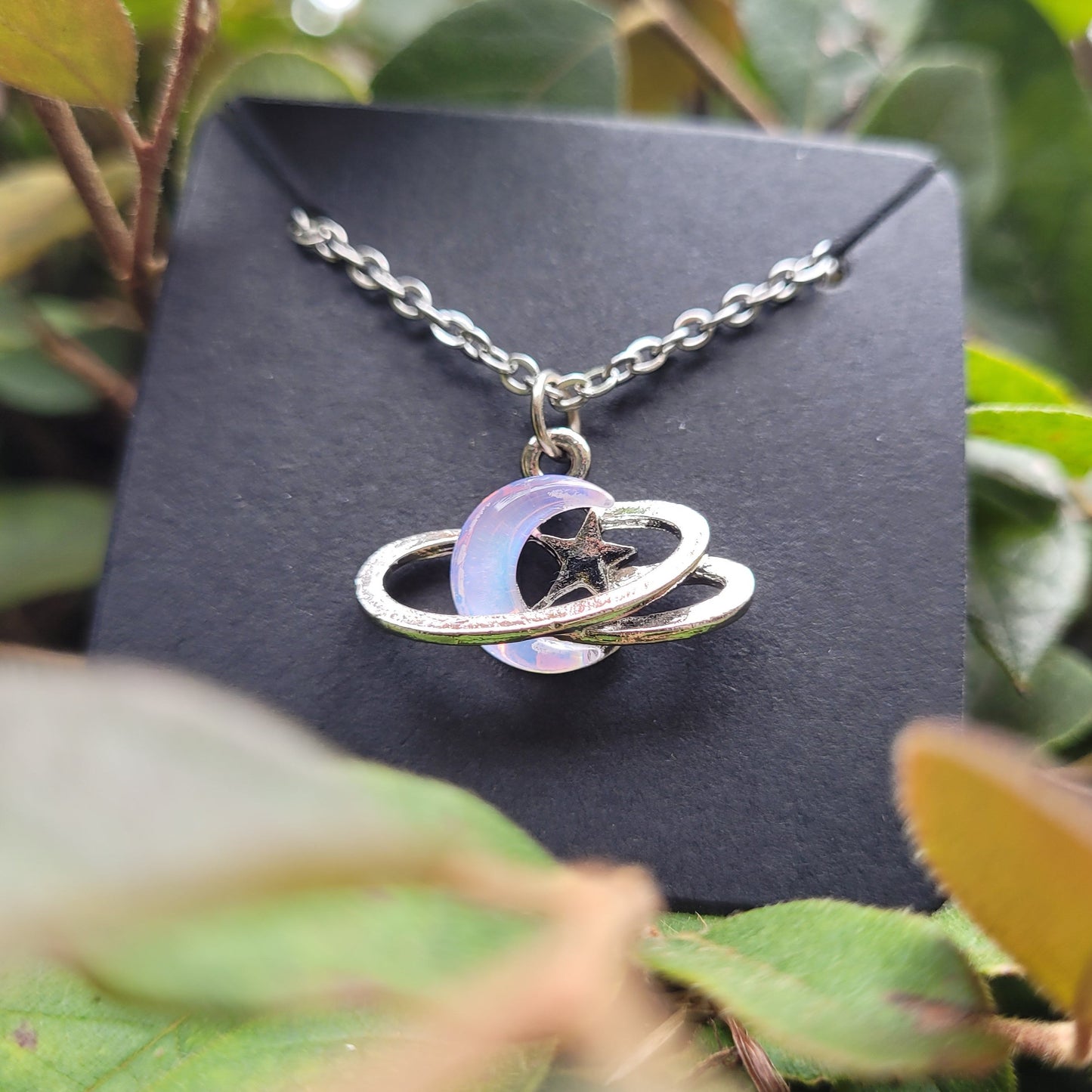 Crescent Moon and Orbit Charm Necklace