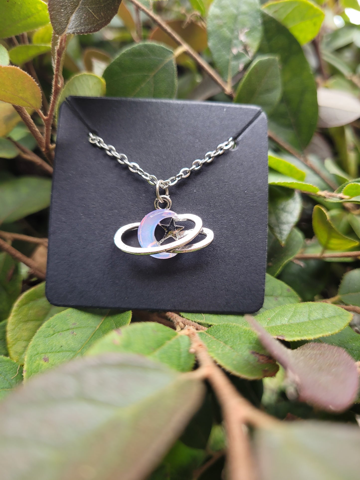 Crescent Moon and Orbit Charm Necklace