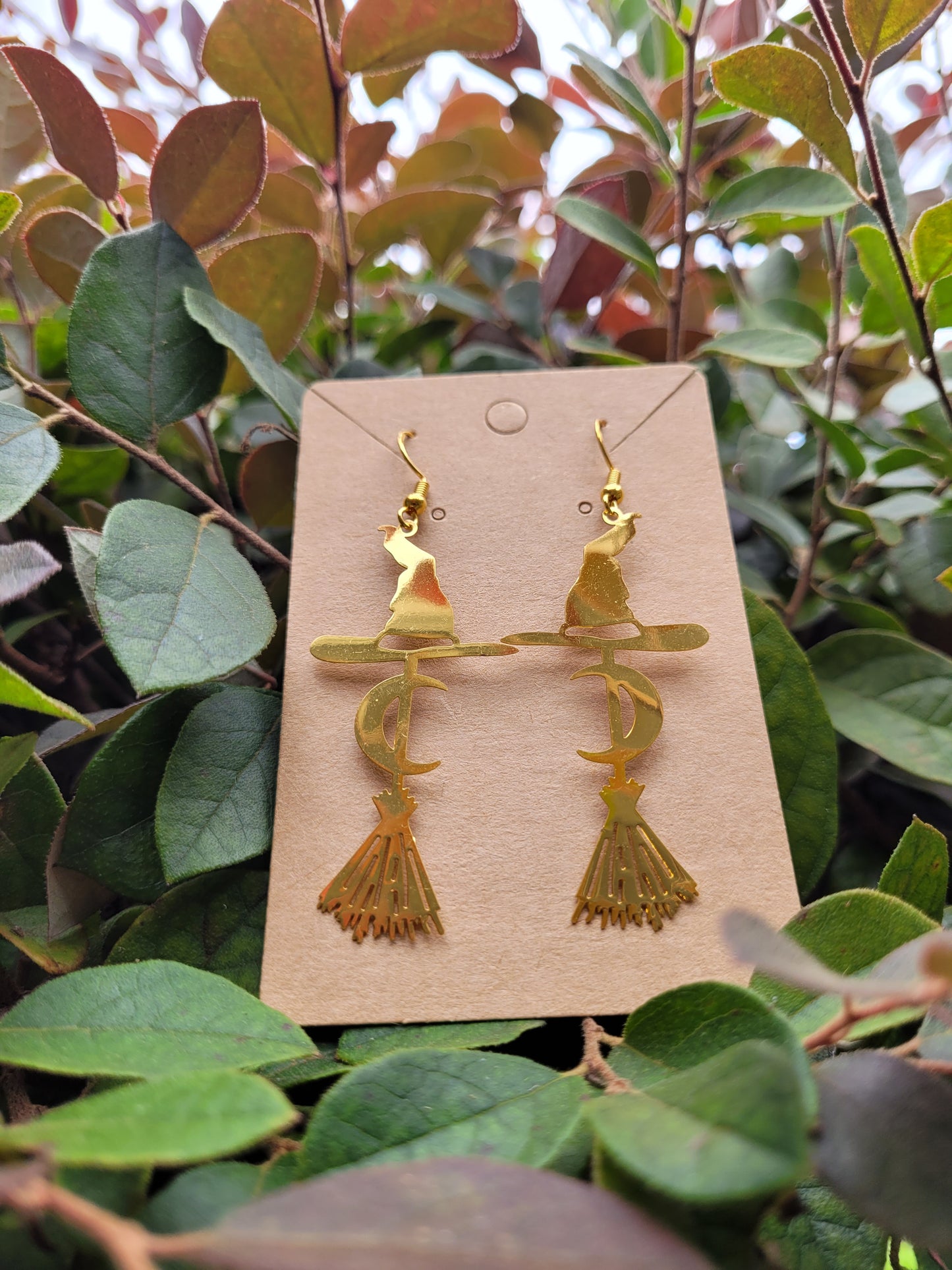 Witches Broom and Hat Earrings