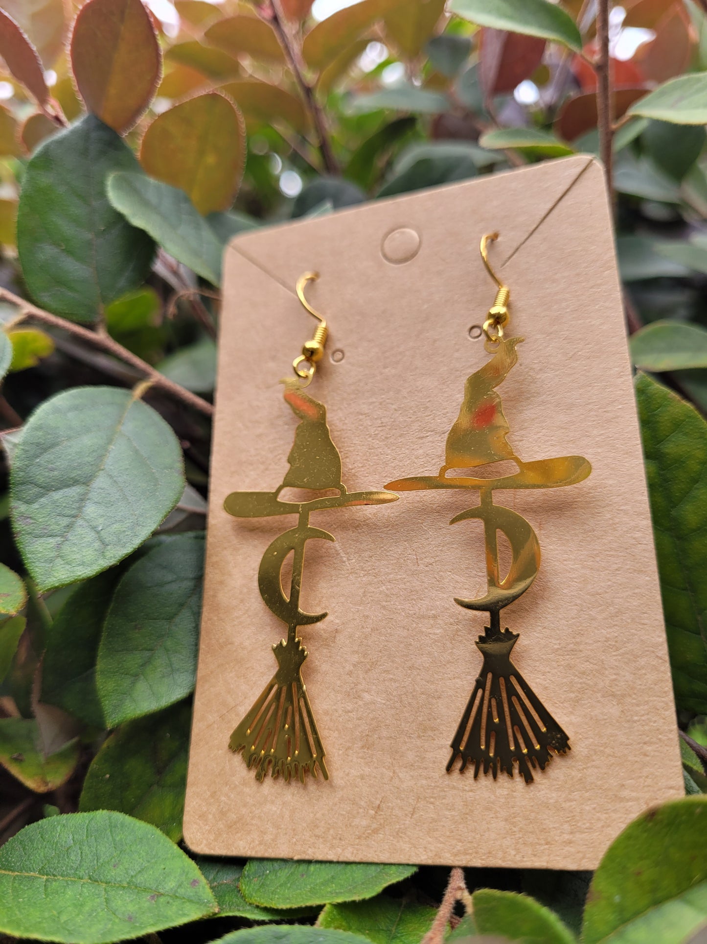 Witches Broom and Hat Earrings