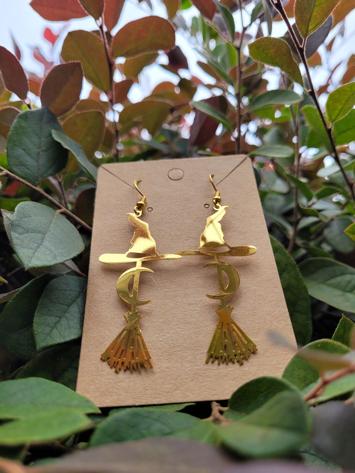 Witches Broom and Hat Earrings